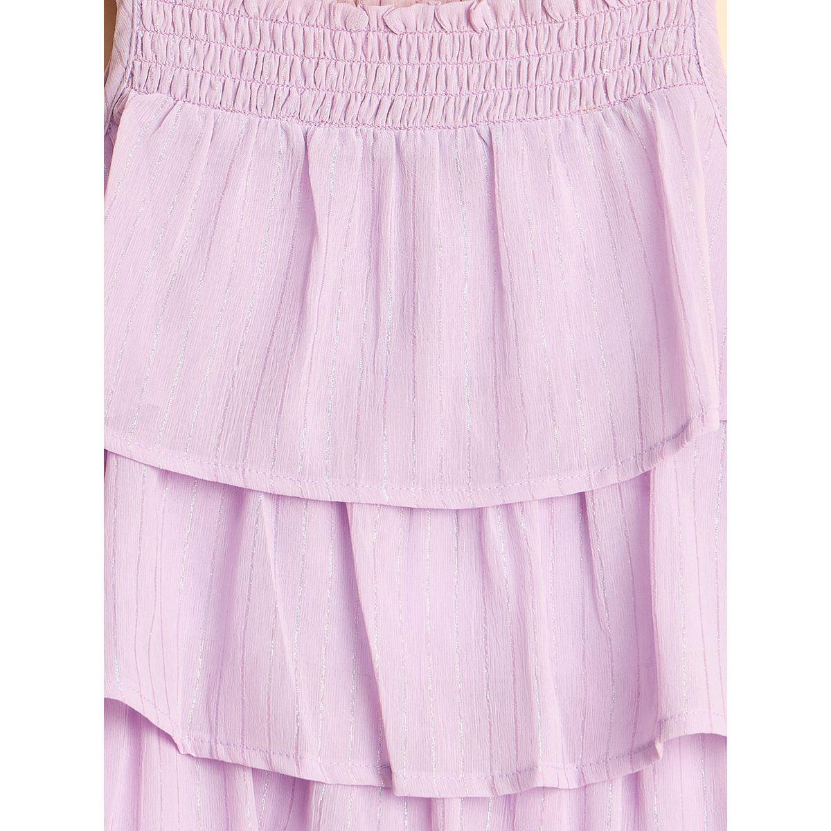 Stylo Bug Purple Solid Strappy Layered Dress-girls-clothing-dressesandjumpsuits-image-4