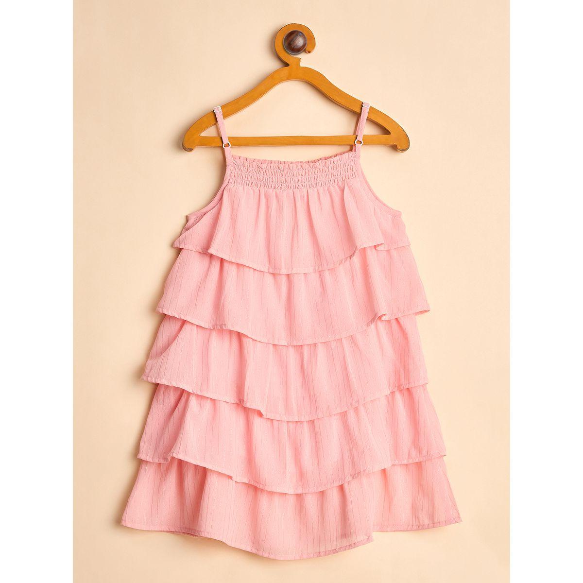 فستان سادة بحمالات مع تفاصيل طبقات-girls-clothing-dressesandjumpsuits-image-2