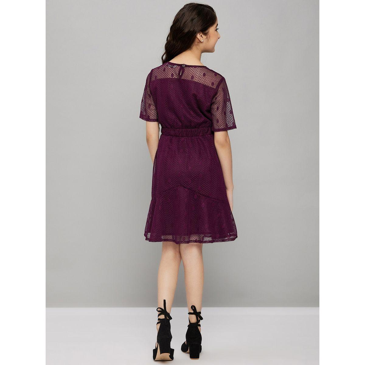 Stylo Bug Solid V Neck Fit and Flare Dress-girls-clothing-dressesandjumpsuits-image-5
