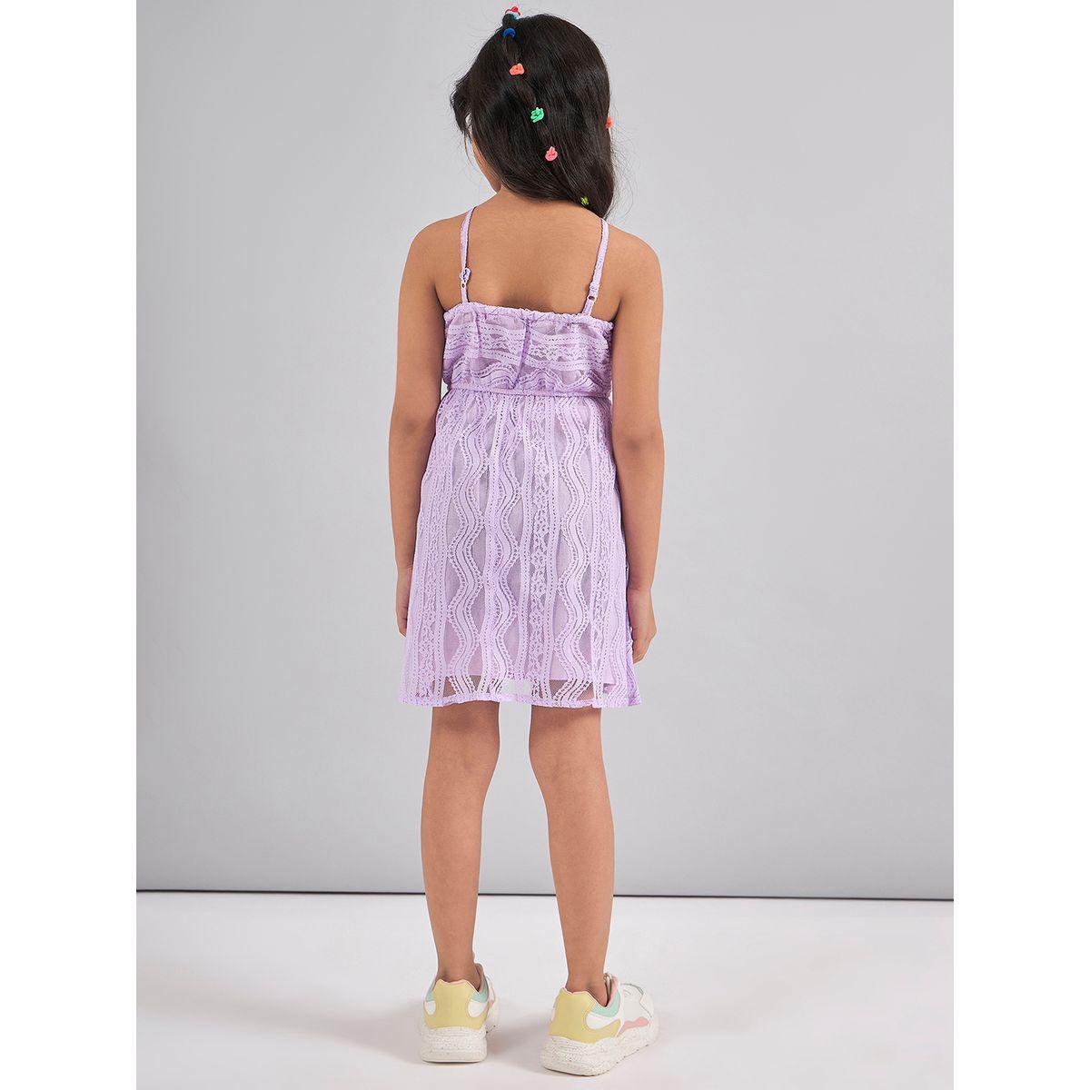 فستان بياقة هولتر مع تداخل دانتيل-girls-clothing-dressesandjumpsuits-image-5