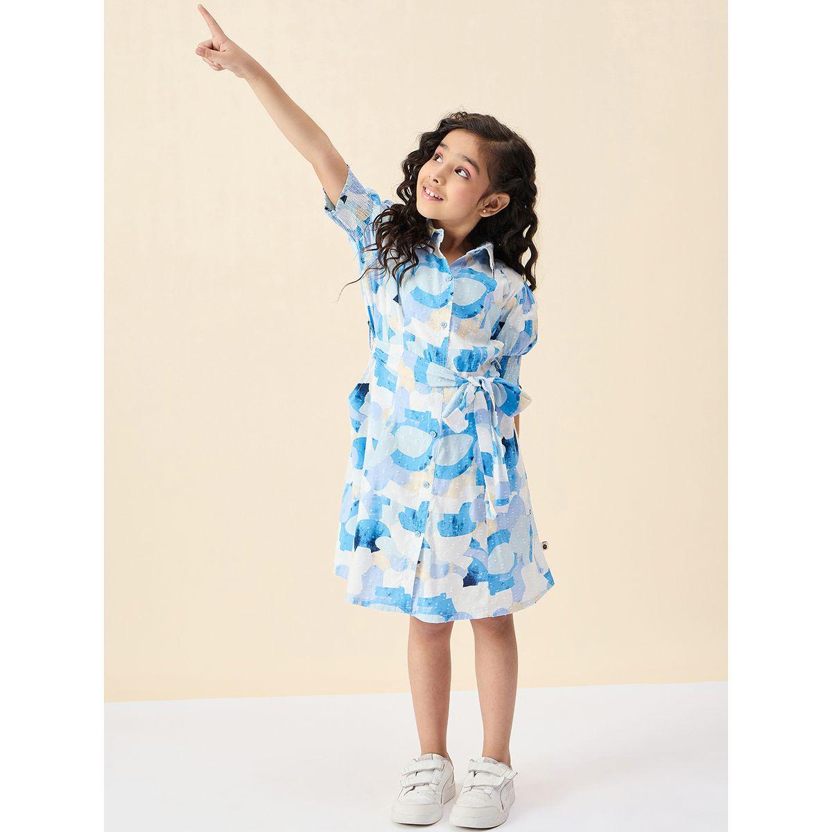فستان مُطبع بالكامل مع تفاصيل ربكة خصر-girls-clothing-dressesandjumpsuits-image-1