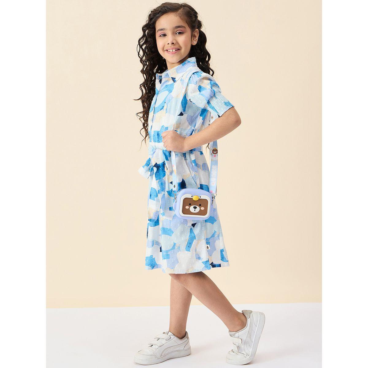 Stylo Bug All Over Print Shirt Dress with Tie Belt-girls-clothing-dressesandjumpsuits-image-2