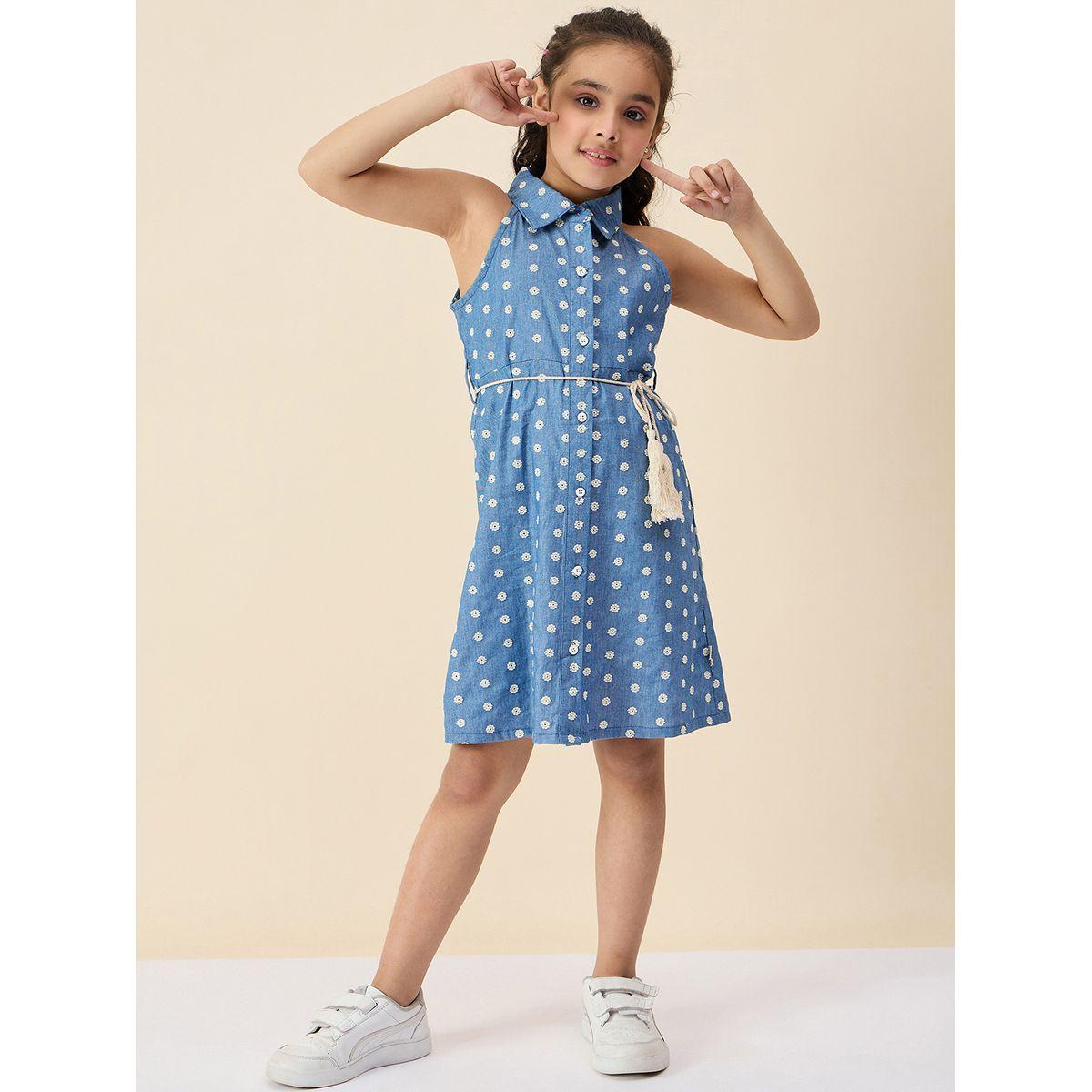 Stylo Bug Flower Embroidery Shirt Dress-girls-clothing-dressesandjumpsuits-image-1