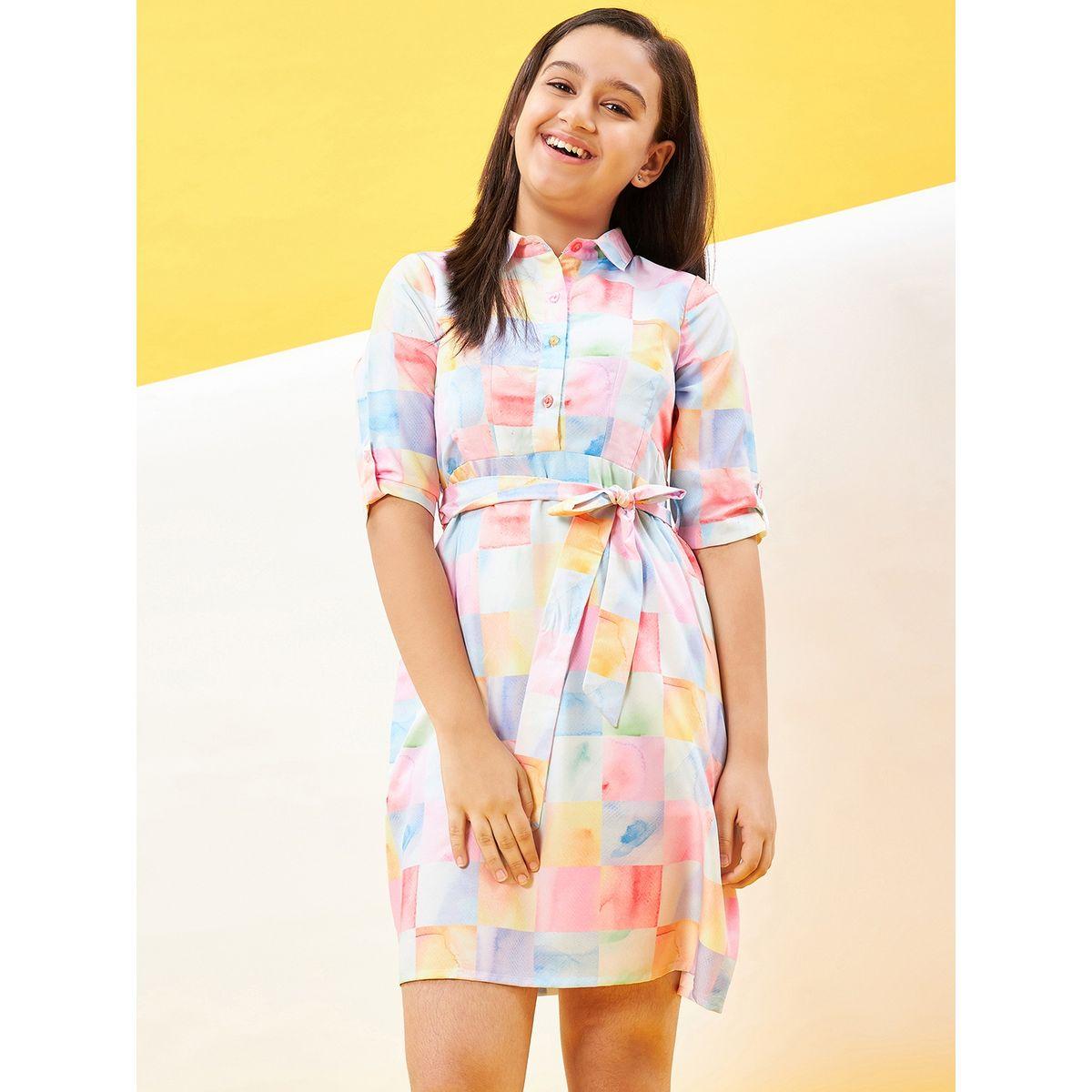 Stylo Bug Checked Print Shirt Dress with Tie Belt-girls-clothing-dressesandjumpsuits-image-2