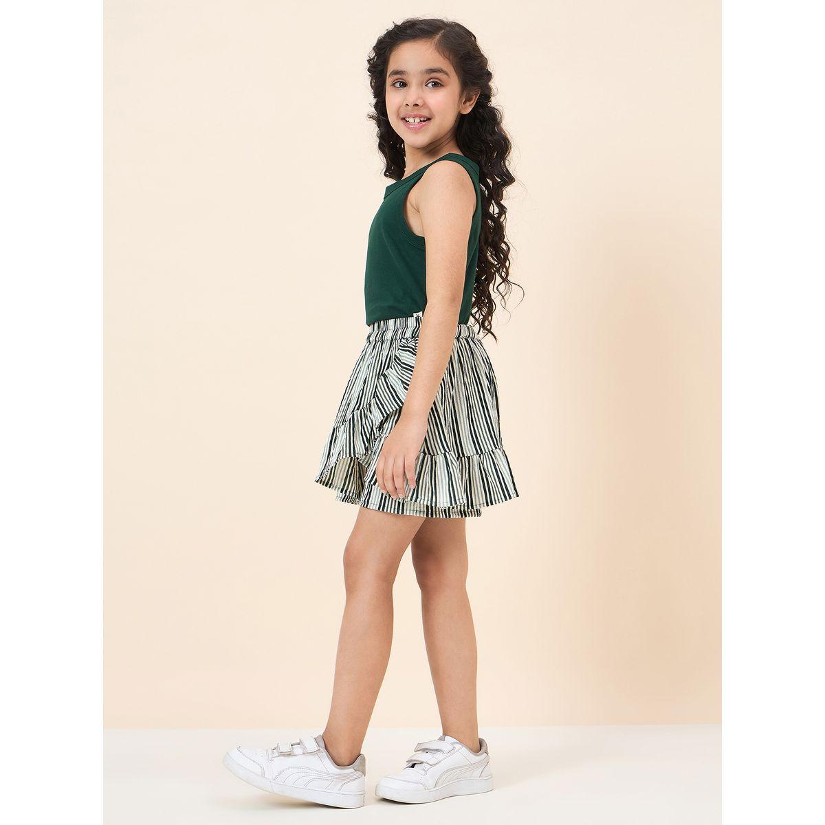 Stylo Bug Solid Tank and Striped Skorts Set-girls-clothing-setsandcoords-image-3