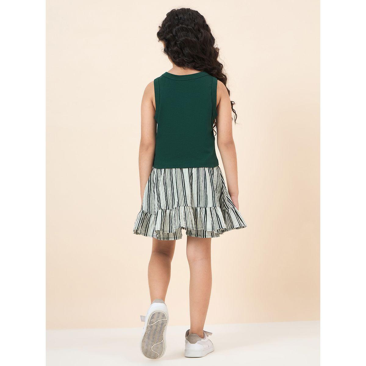 Stylo Bug Solid Tank and Striped Skorts Set-girls-clothing-setsandcoords-image-4