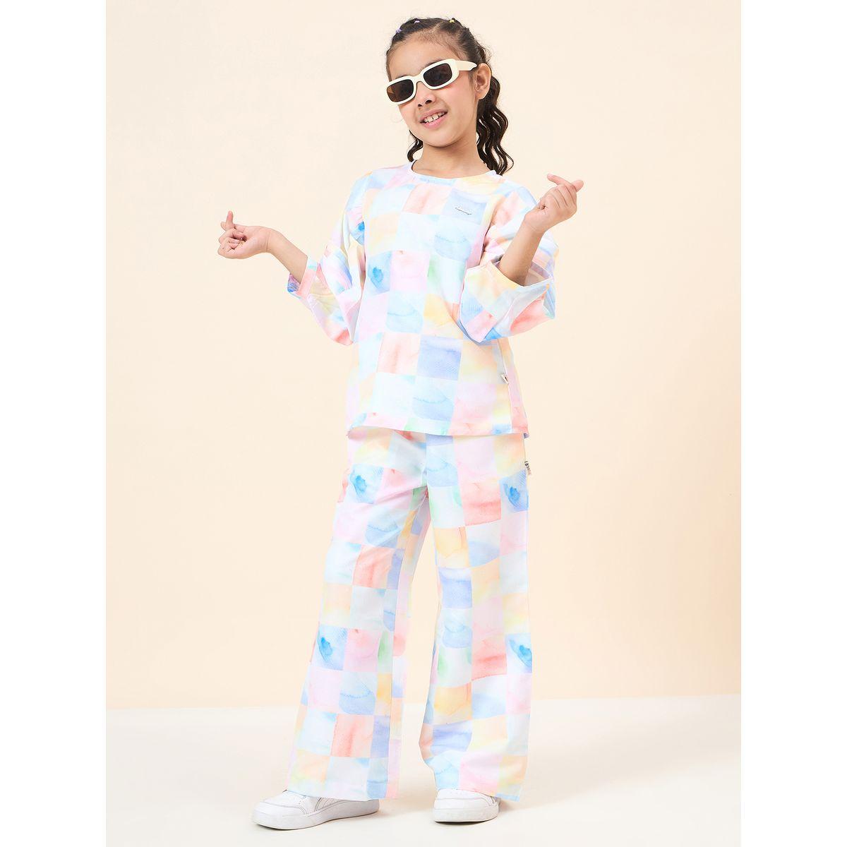 Stylo Bug All Over Check Print Top and Pants Set-girls-clothing-setsandcoords-image-2