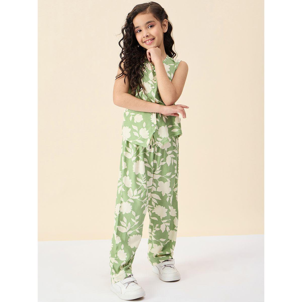 Stylo Bug Flower Print V Neck Top and Pants Set-girls-clothing-setsandcoords-image-1