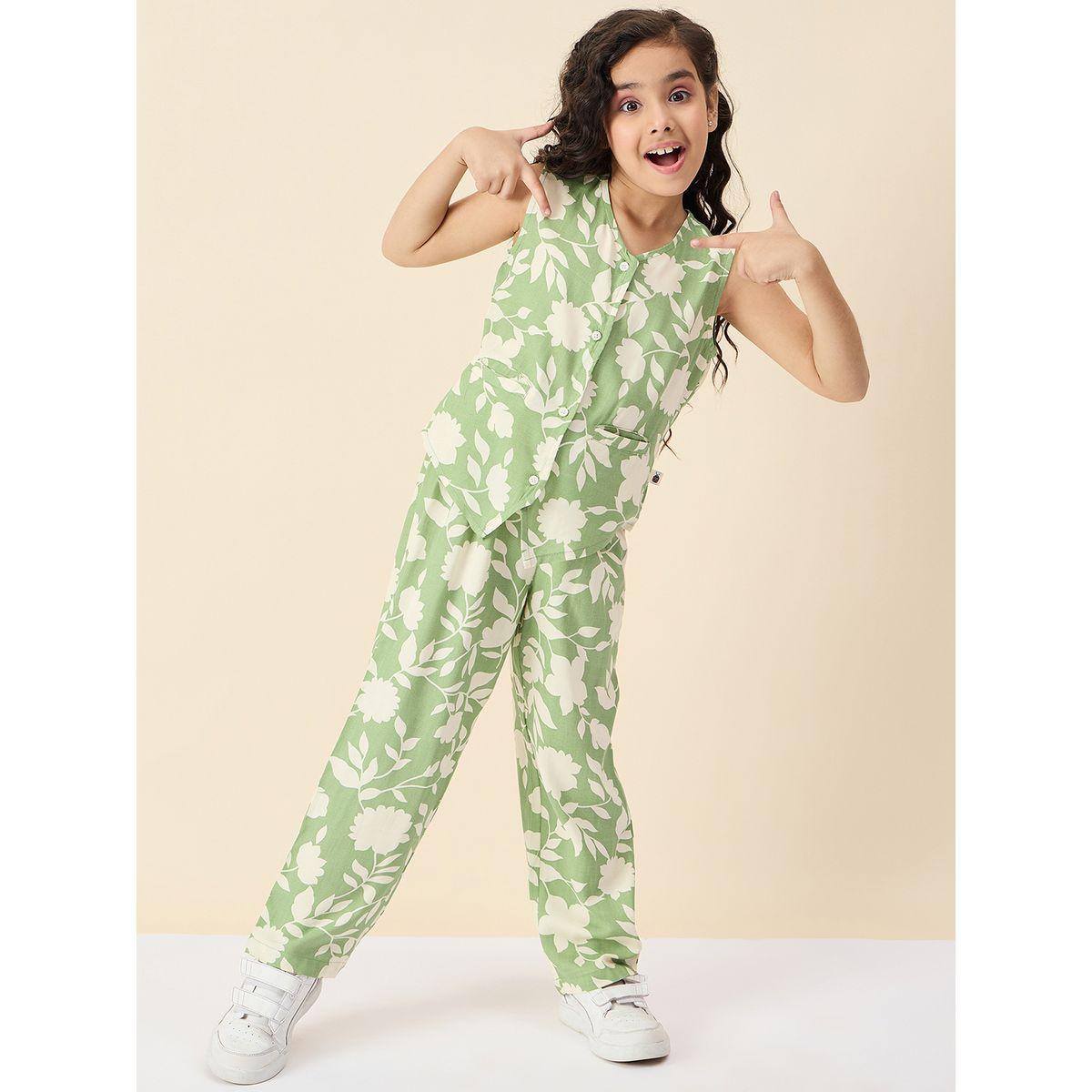 Stylo Bug Flower Print V Neck Top and Pants Set-girls-clothing-setsandcoords-image-2