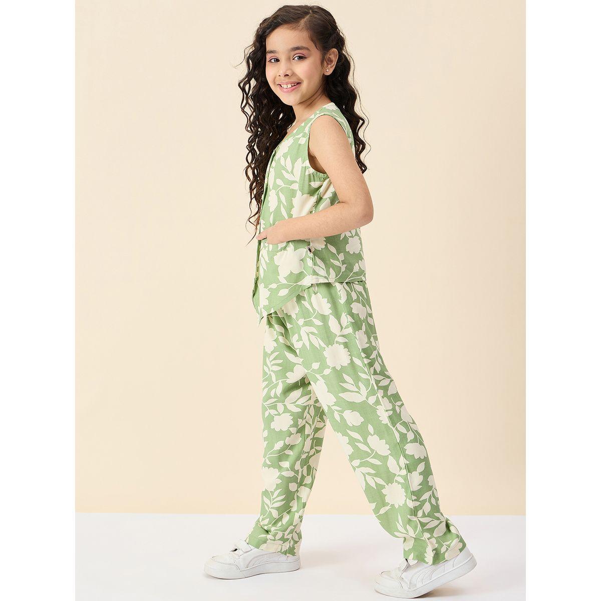 Stylo Bug Flower Print V Neck Top and Pants Set-girls-clothing-setsandcoords-image-3