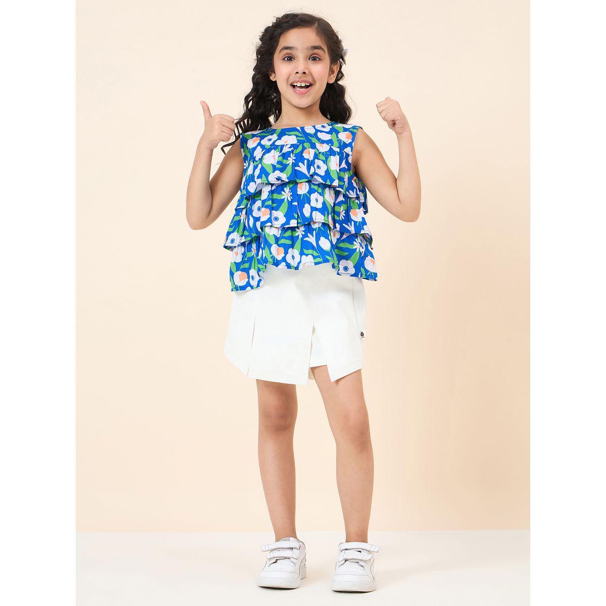 Stylo Bug Flower Print Layered Top and Skorts Set-girls-clothing-setsandcoords-image-1