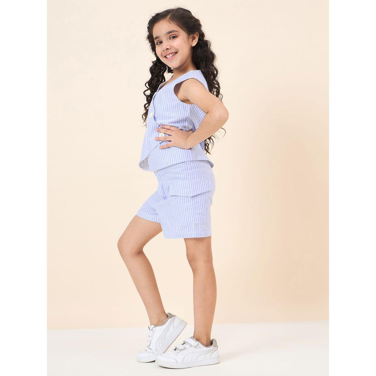 Stylo Bug Striped Wrap Top and Shorts Set-girls-clothing-setsandcoords-image-3