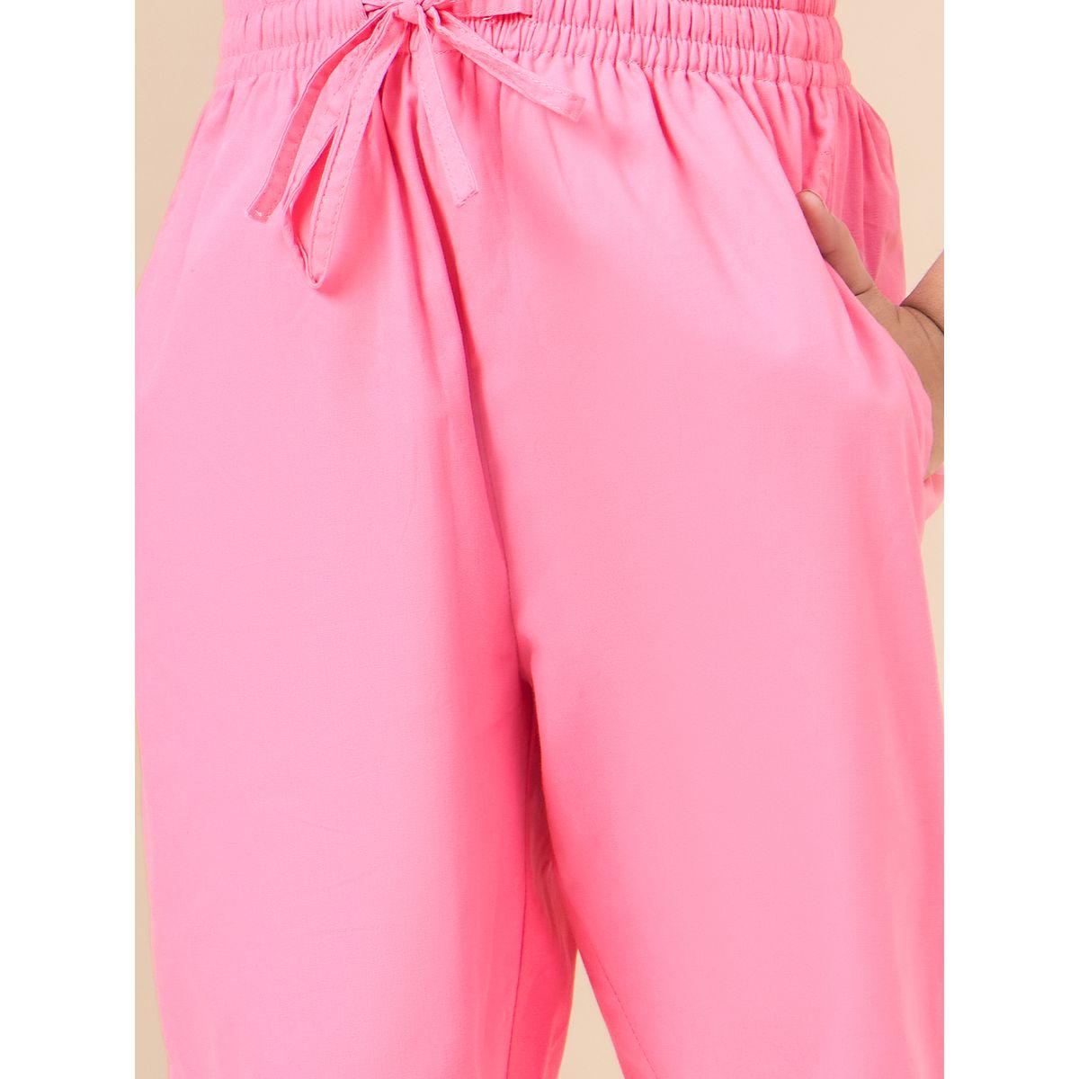 Stylo Bug Pink Solid Gathered Shirt and Pants Set-girls-clothing-setsandcoords-image-7