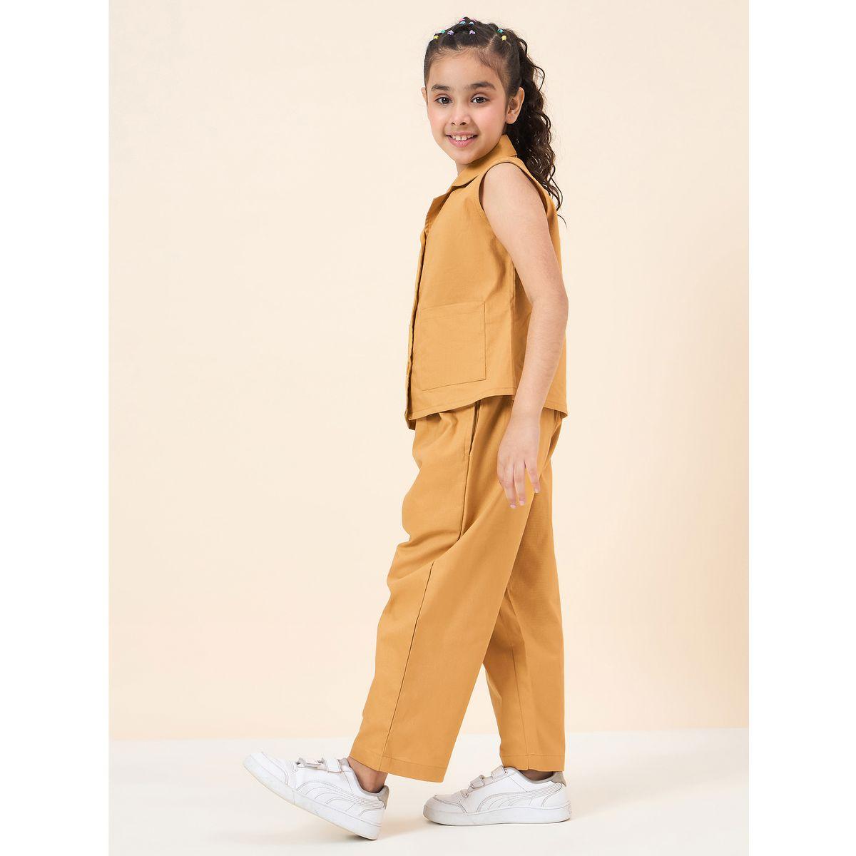 Stylo Bug Solid Sleeveless Shirt and Pants Set-girls-clothing-setsandcoords-image-3