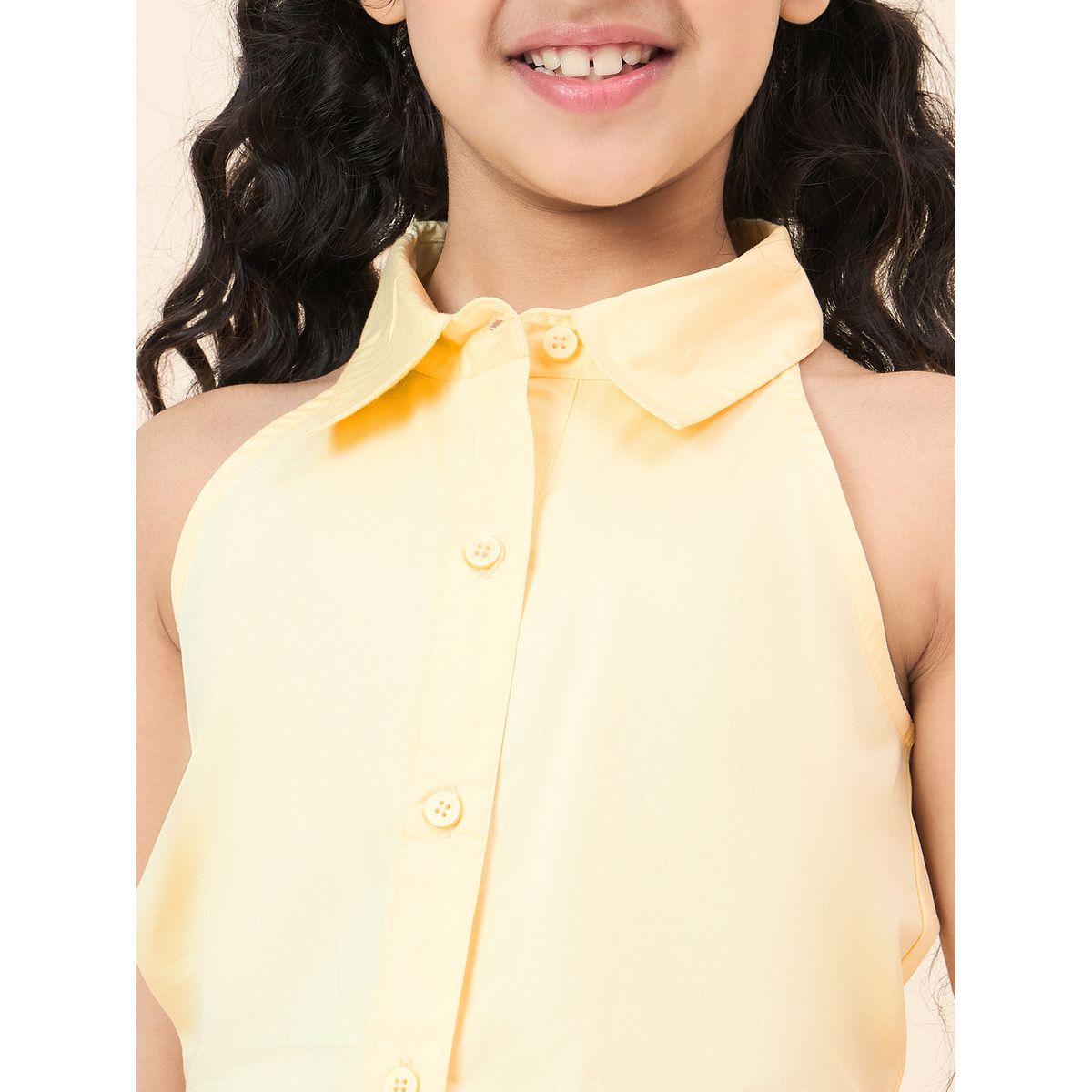 Stylo Bug Plain Collar Shirt and Abstract Print Skirt Set-girls-clothing-setsandcoords-image-5