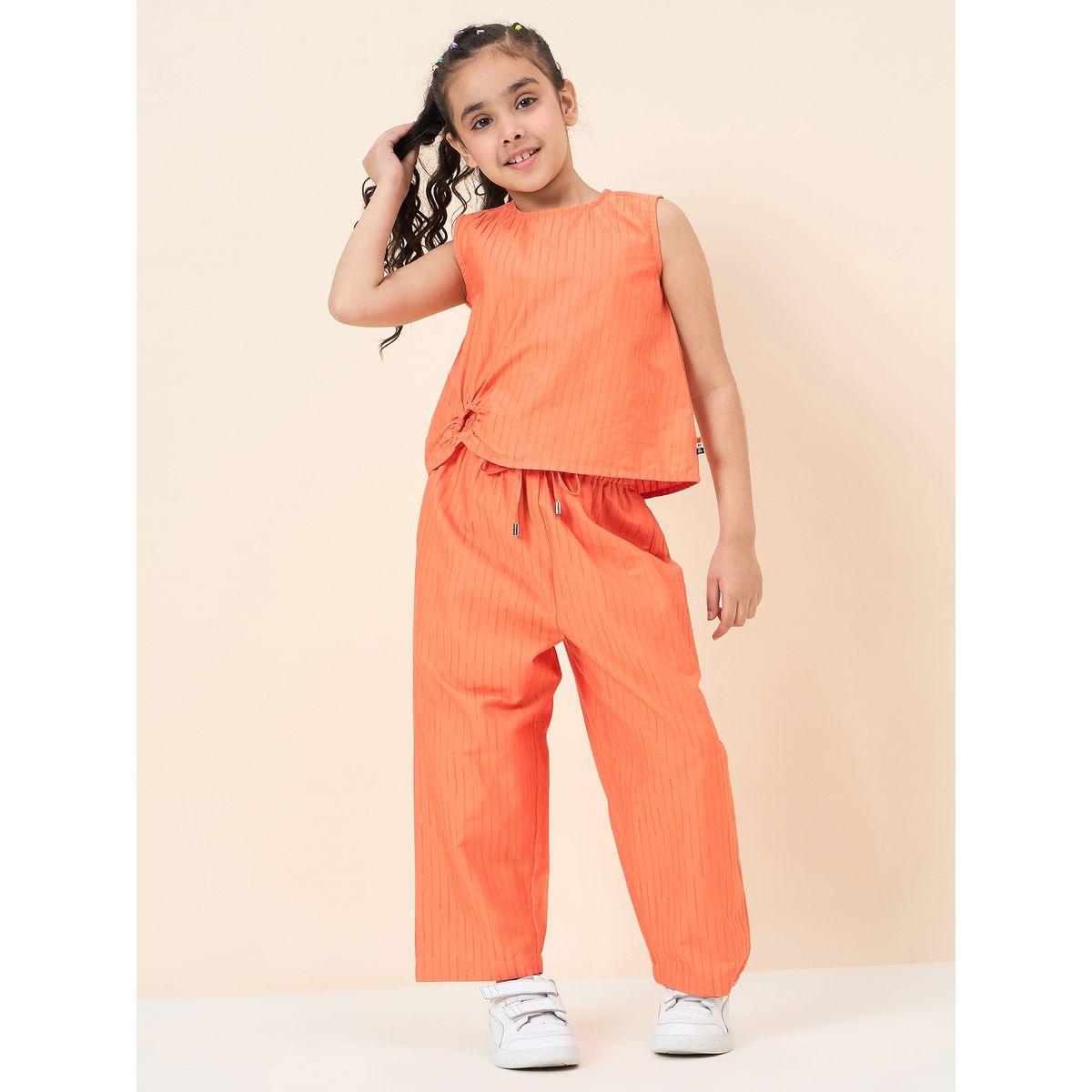 Stylo Bug Solid Sleeveless Casual Top and Pants Set-girls-clothing-setsandcoords-image-1