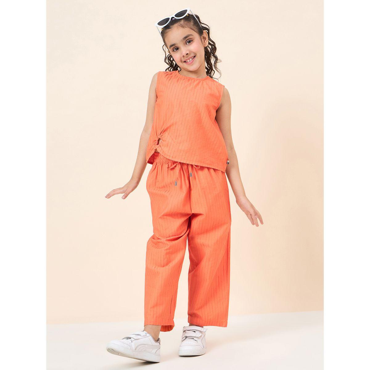 Stylo Bug Solid Sleeveless Casual Top and Pants Set-girls-clothing-setsandcoords-image-2