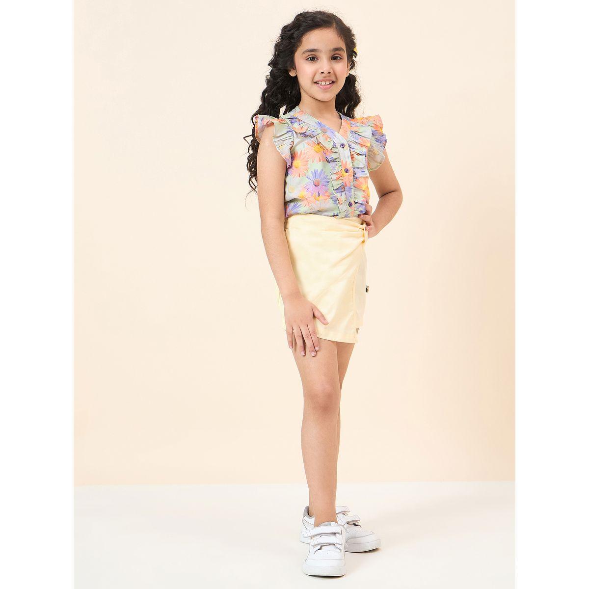Stylo Bug Ruffled V Neck Top and Skorts Set-girls-clothing-setsandcoords-image-4