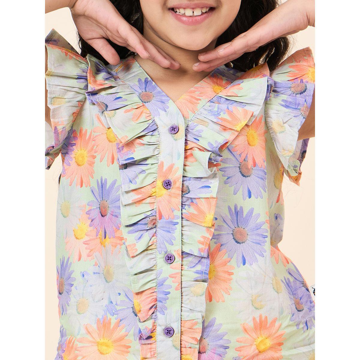 Stylo Bug Ruffled V Neck Top and Skorts Set-girls-clothing-setsandcoords-image-6