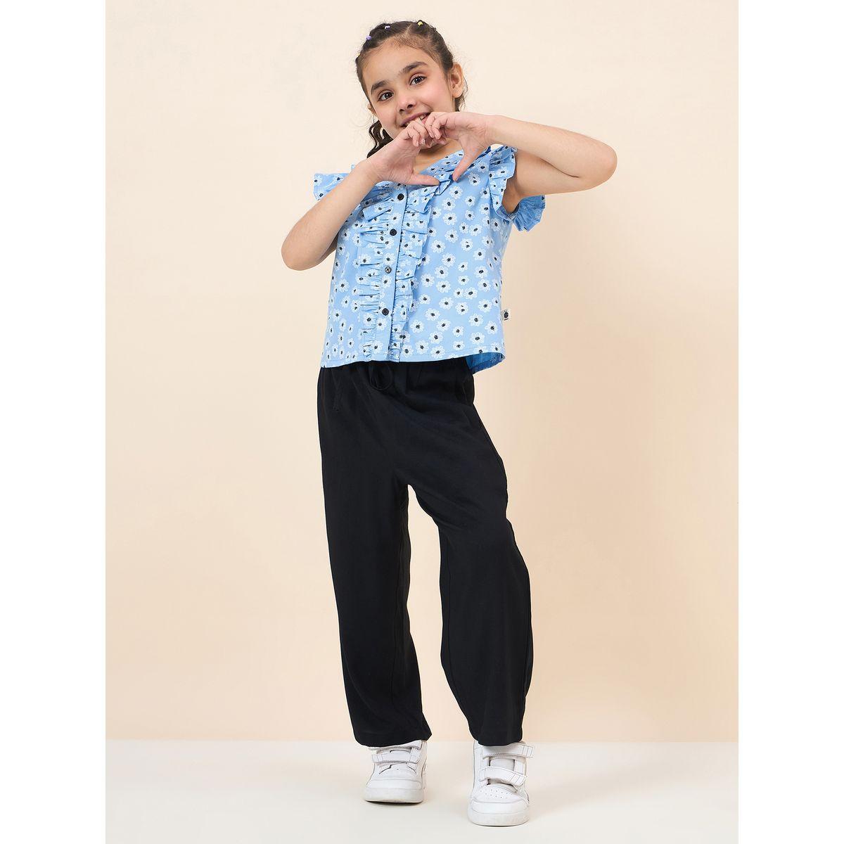 Stylo Bug Daisy Print Ruffled Top and Pants Set-girls-clothing-setsandcoords-image-1