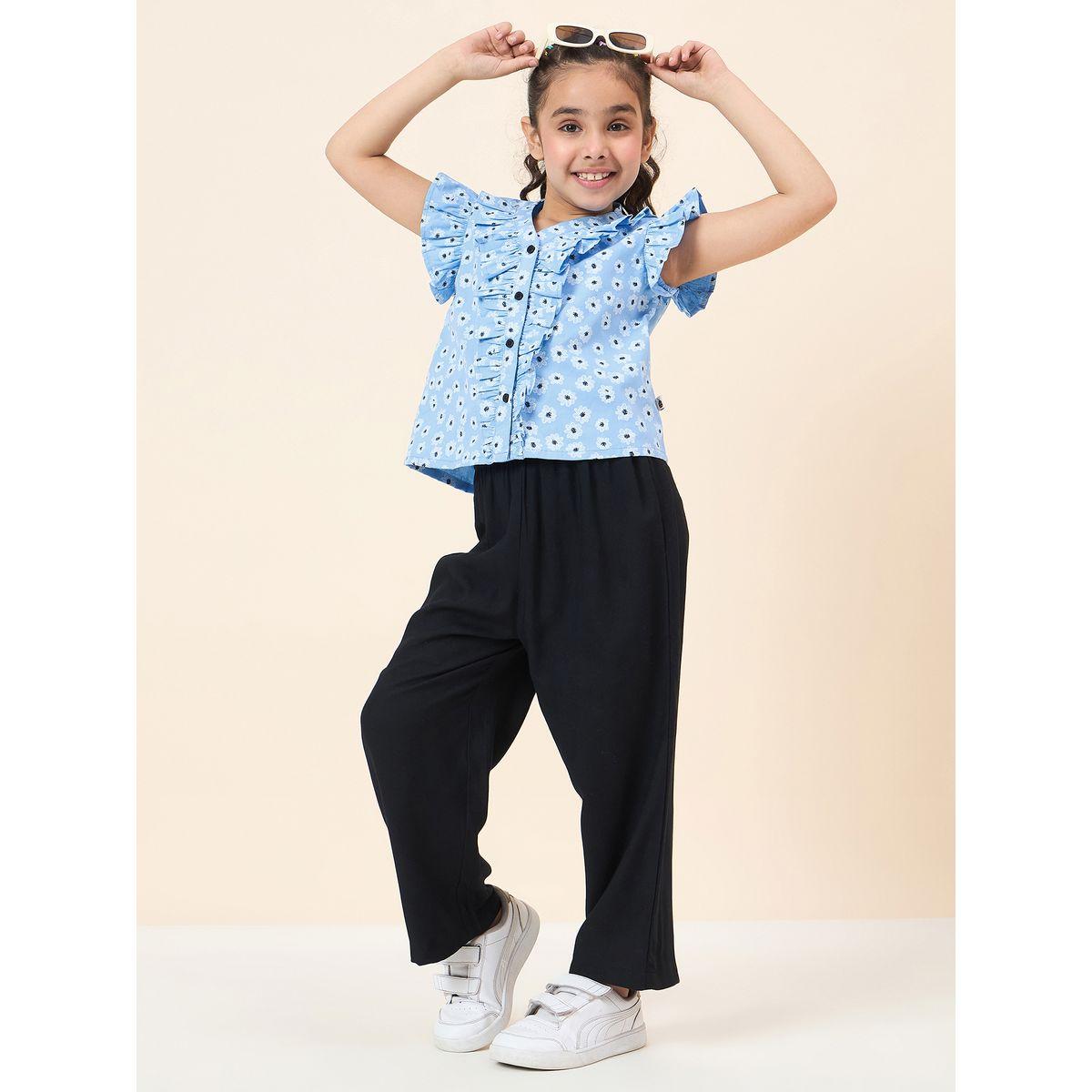 Stylo Bug Daisy Print Ruffled Top and Pants Set-girls-clothing-setsandcoords-image-2