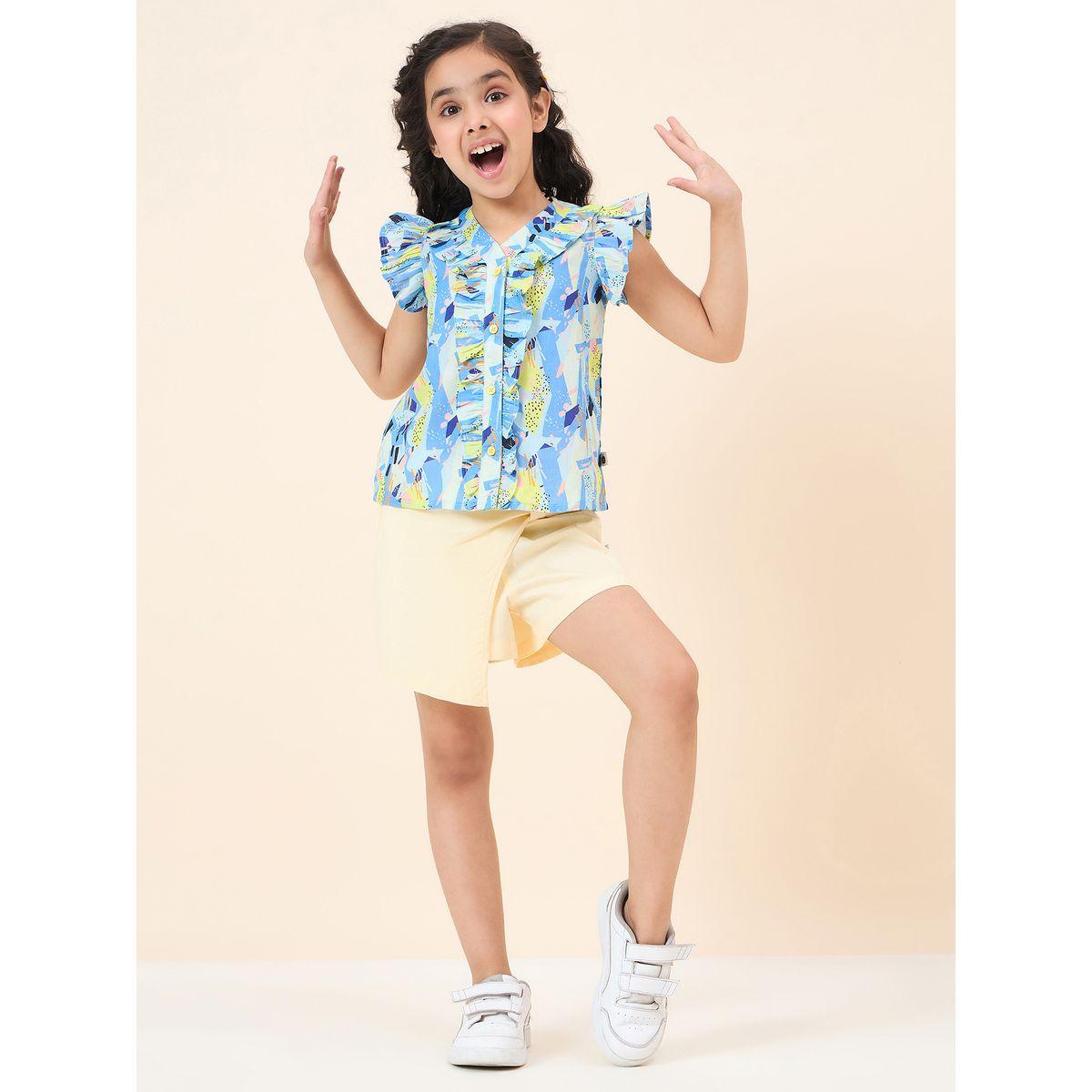 Stylo Bug Ruffled V Neck Top and Skorts Set-girls-clothing-setsandcoords-image-1