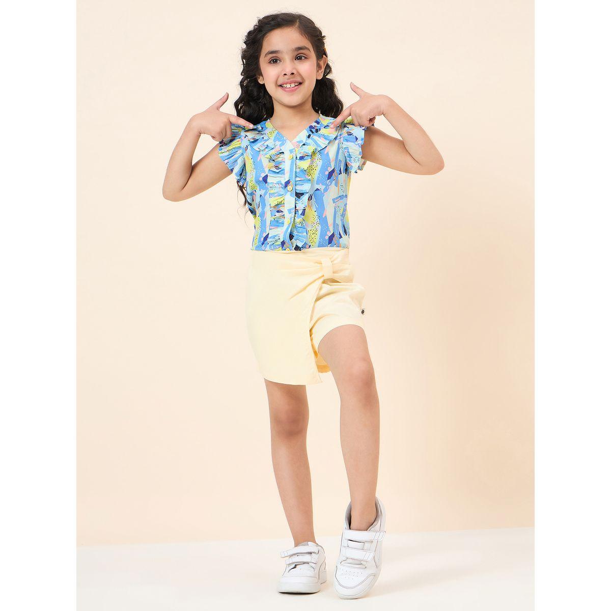 Stylo Bug Ruffled V Neck Top and Skorts Set-girls-clothing-setsandcoords-image-2