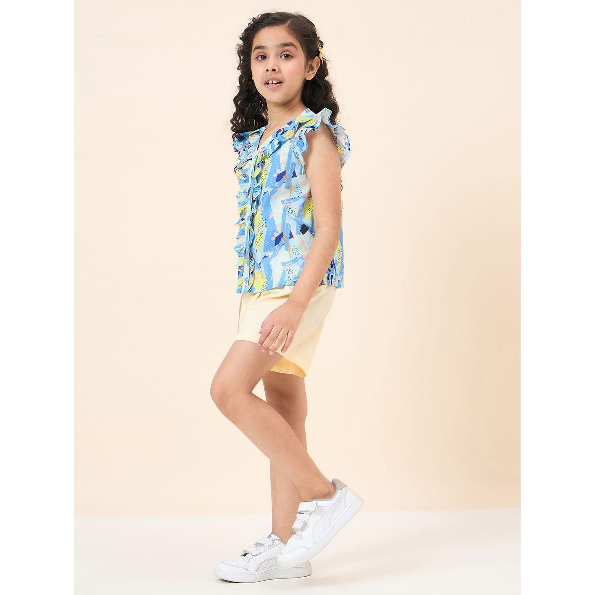 Stylo Bug Ruffled V Neck Top and Skorts Set-girls-clothing-setsandcoords-image-3