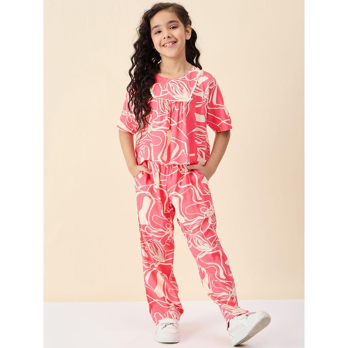 Stylo Bug All Over Print Round Neck Top and Pants Set-girls-clothing-setsandcoords-image-1