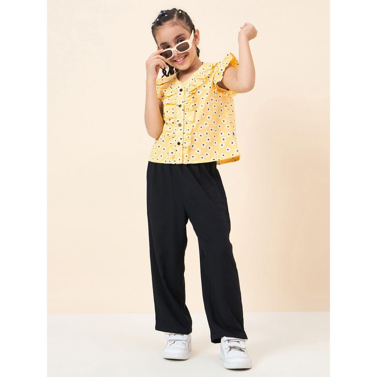 Stylo Bug Daisy Print Ruffled Top and Pants Set-girls-clothing-setsandcoords-image-2