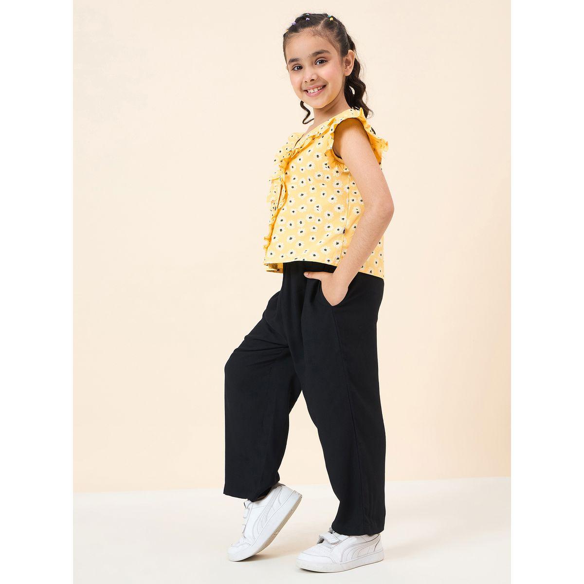 Stylo Bug Daisy Print Ruffled Top and Pants Set-girls-clothing-setsandcoords-image-3