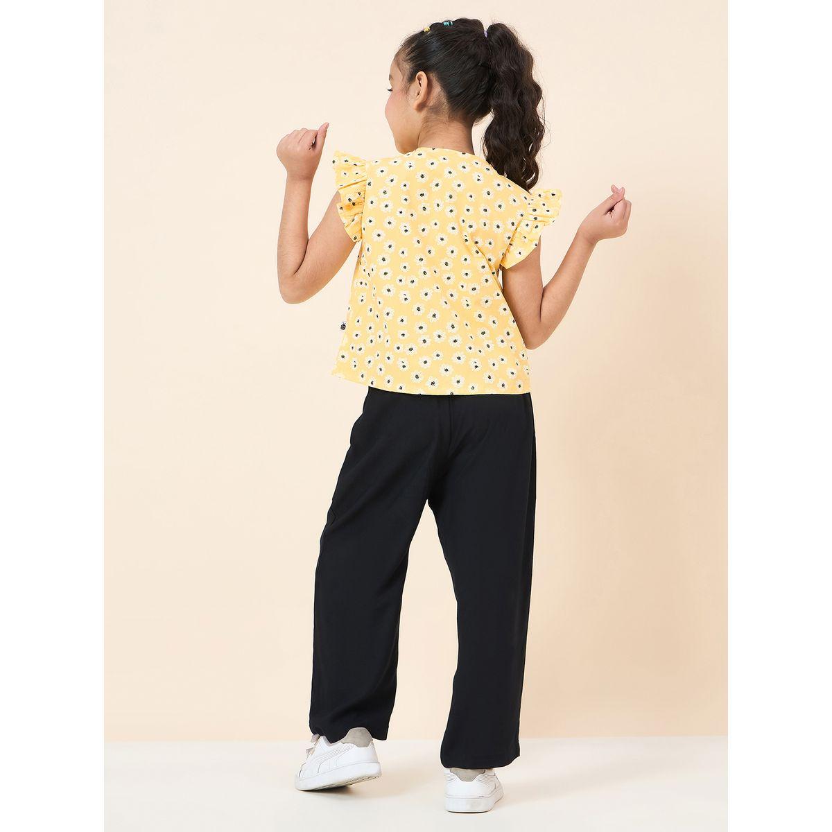 Stylo Bug Daisy Print Ruffled Top and Pants Set-girls-clothing-setsandcoords-image-4