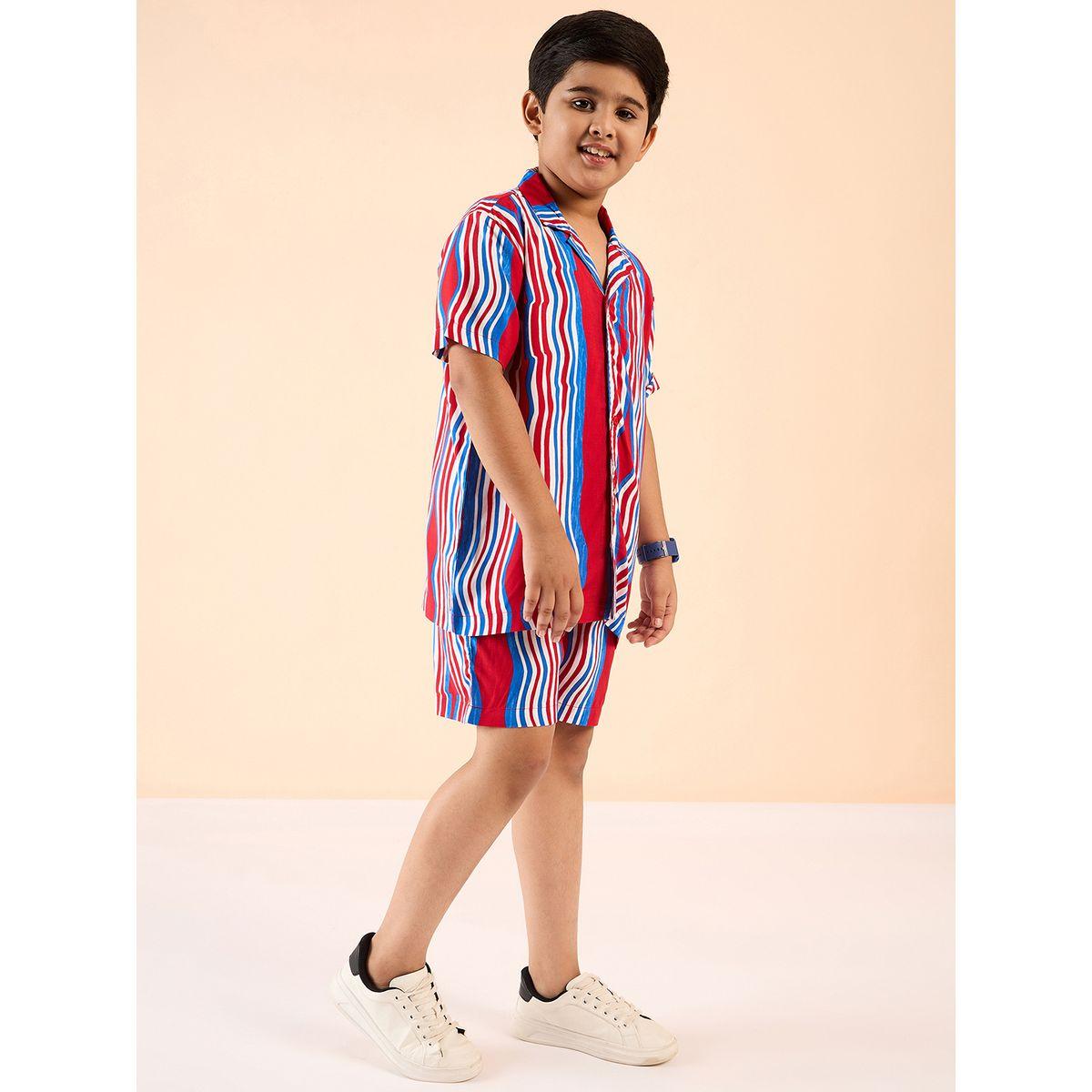 طقم منسق من شورت وبلوزة مخططة بتفاصيل ياقة-boys-clothing-setsandcoords-image-4