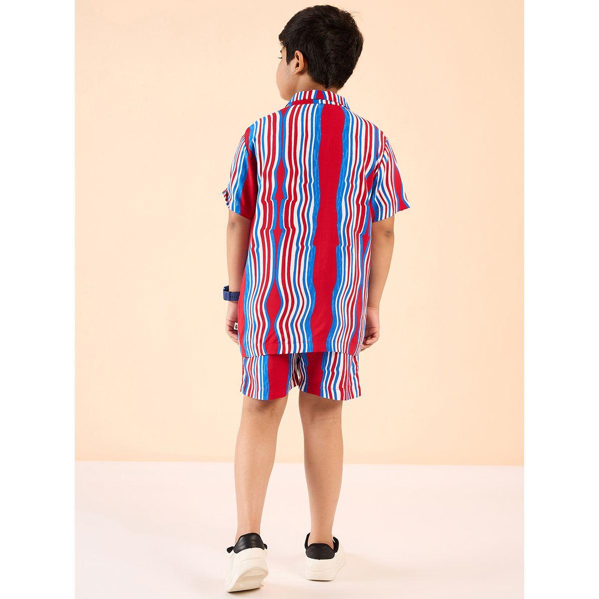 طقم منسق من شورت وبلوزة مخططة بتفاصيل ياقة-boys-clothing-setsandcoords-image-5
