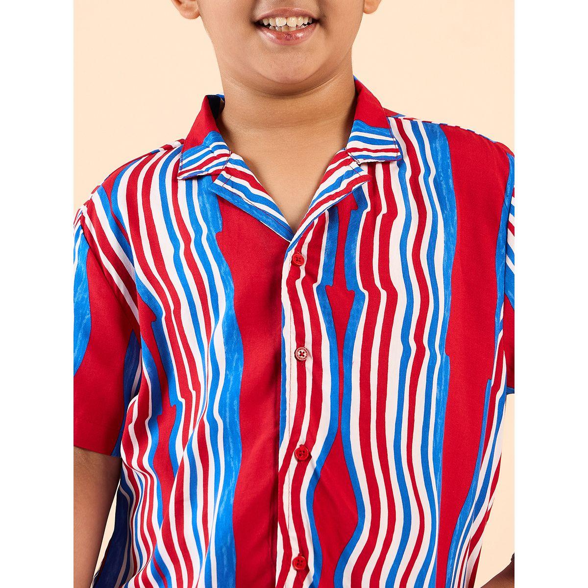 Stylo Bug Striped Print Collar Neck Shirt and Shorts Set-boys-clothing-setsandcoords-image-6