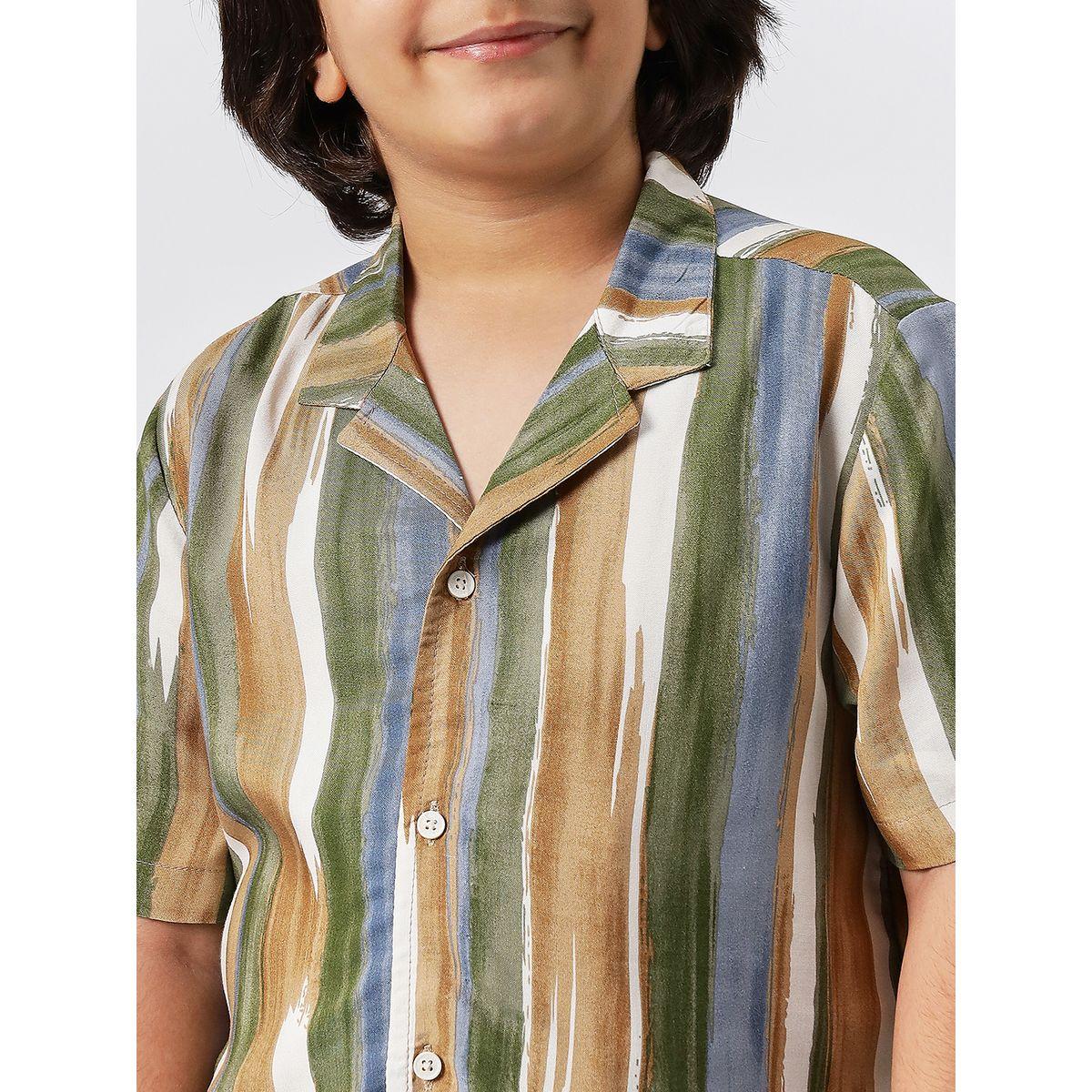Stylo Bug Striped Print Collar Neck Shirt and Shorts Set-boys-clothing-setsandcoords-image-5