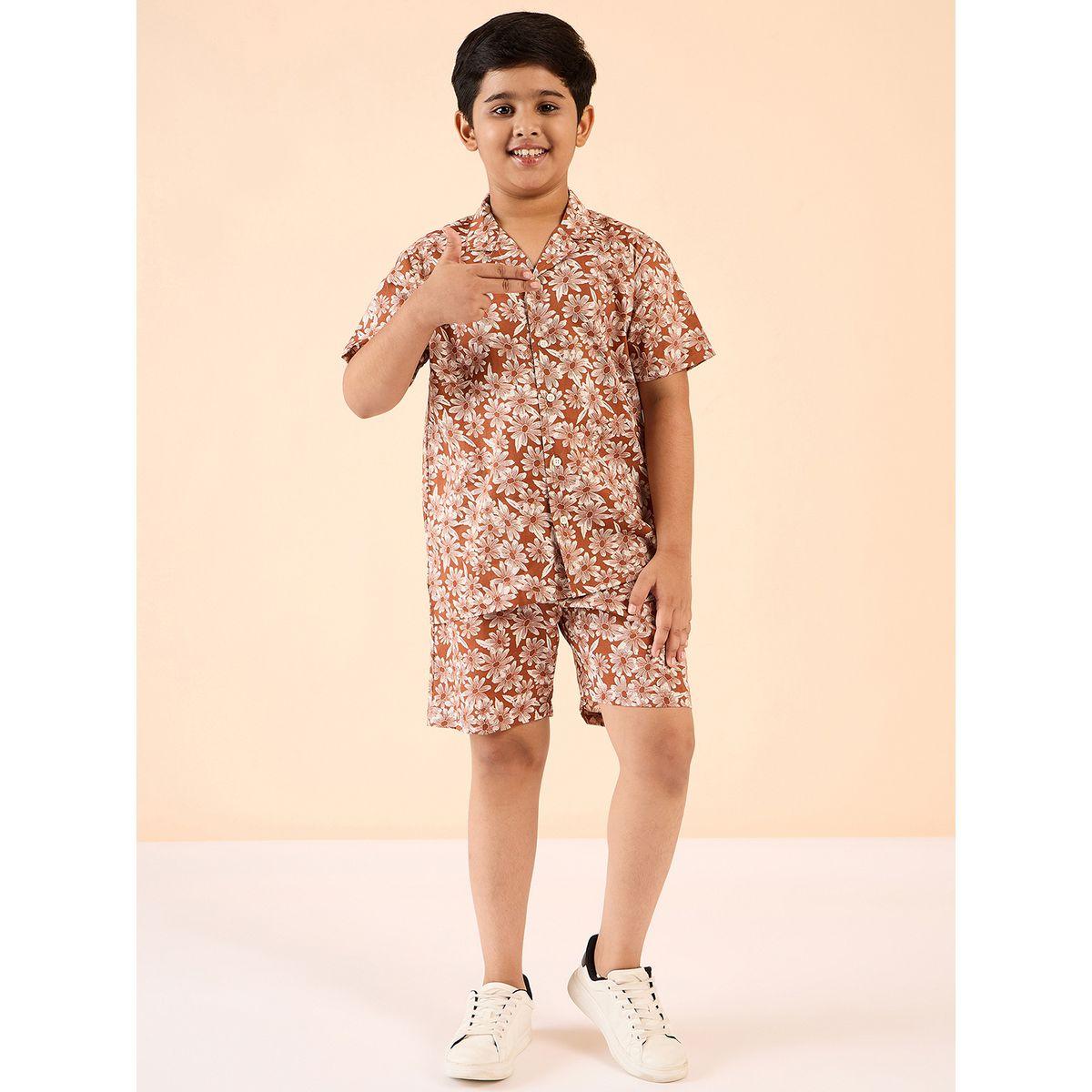 طقم منسق من شورت وقميص بطبعة زهور-boys-clothing-setsandcoords-image-1