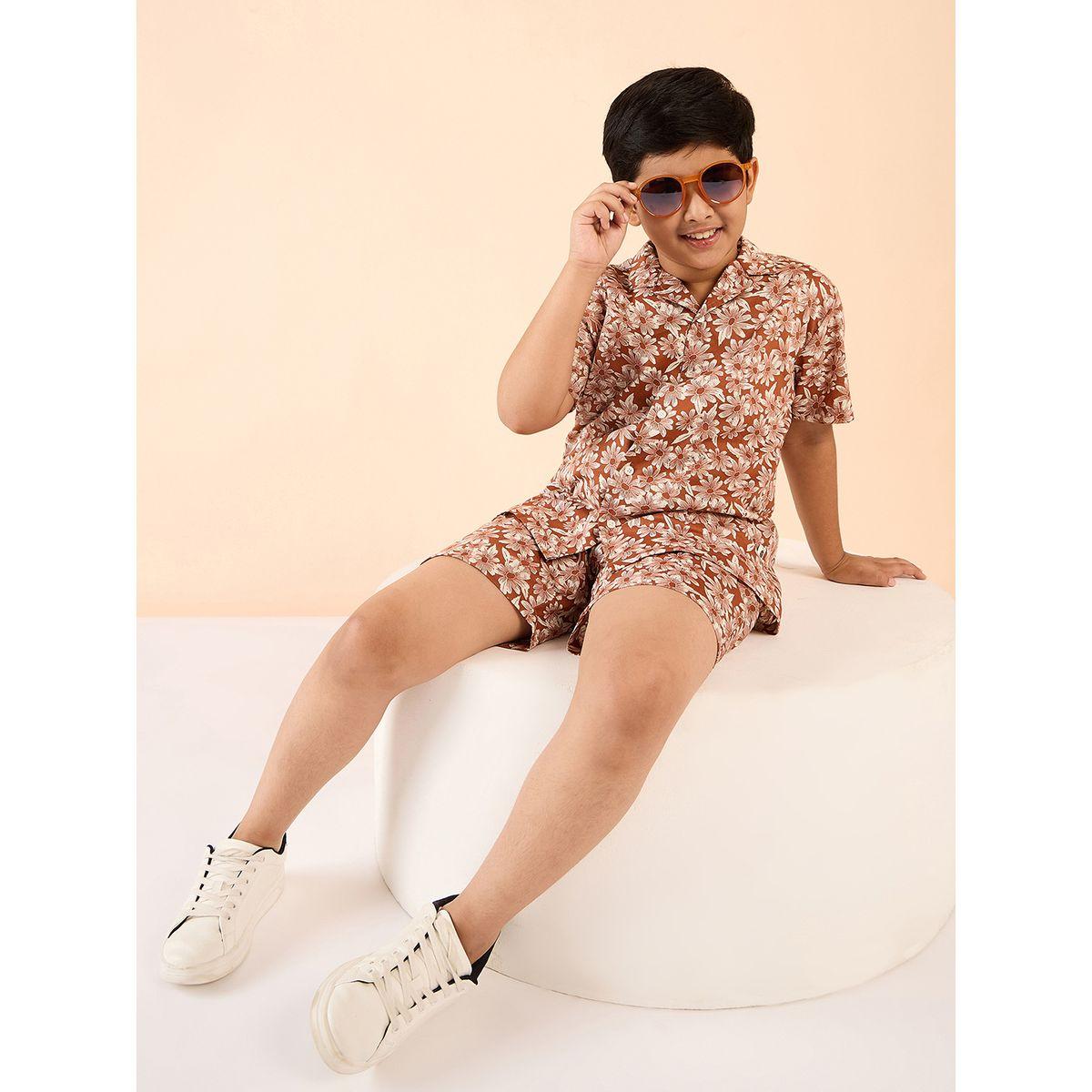 Stylo Bug All Over Flower Print Shirt and Shorts Set-boys-clothing-setsandcoords-image-2