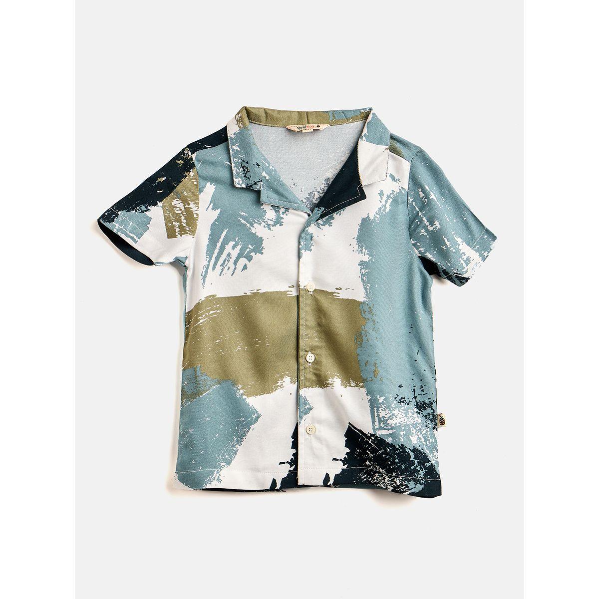 Stylo Bug Printed Collar Neck Shirt and Shorts Set-boys-clothing-setsandcoords-image-2