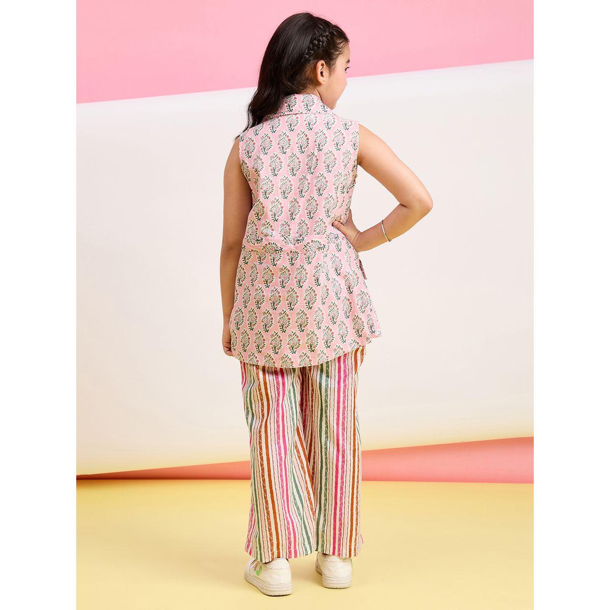 Stylo Bug Flower Print Collar Neck Top and Pants Set-girls-clothing-setsandcoords-image-4