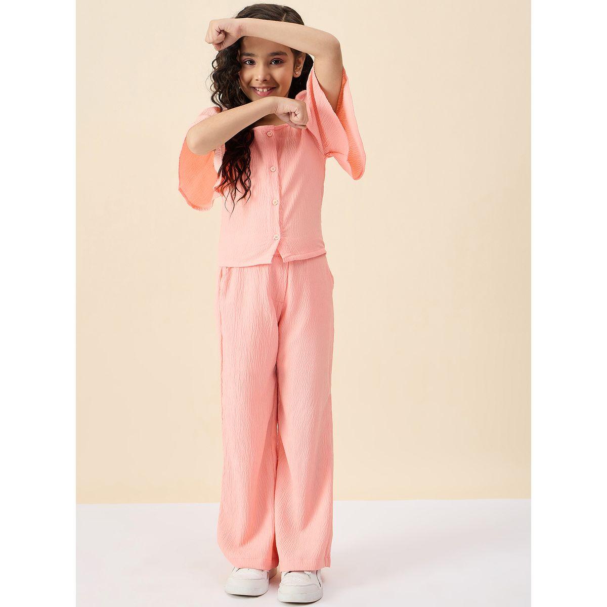 Stylo Bug Textured Square Neck Top and Pants Set-girls-clothing-setsandcoords-image-1
