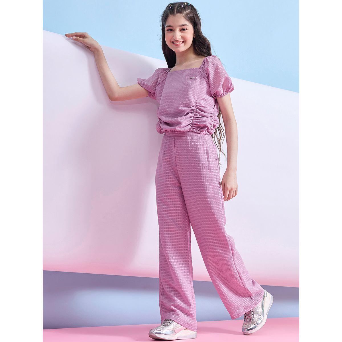 Stylo Bug Ruched Detail Square Neck Top and Pants Set-girls-clothing-setsandcoords-image-2