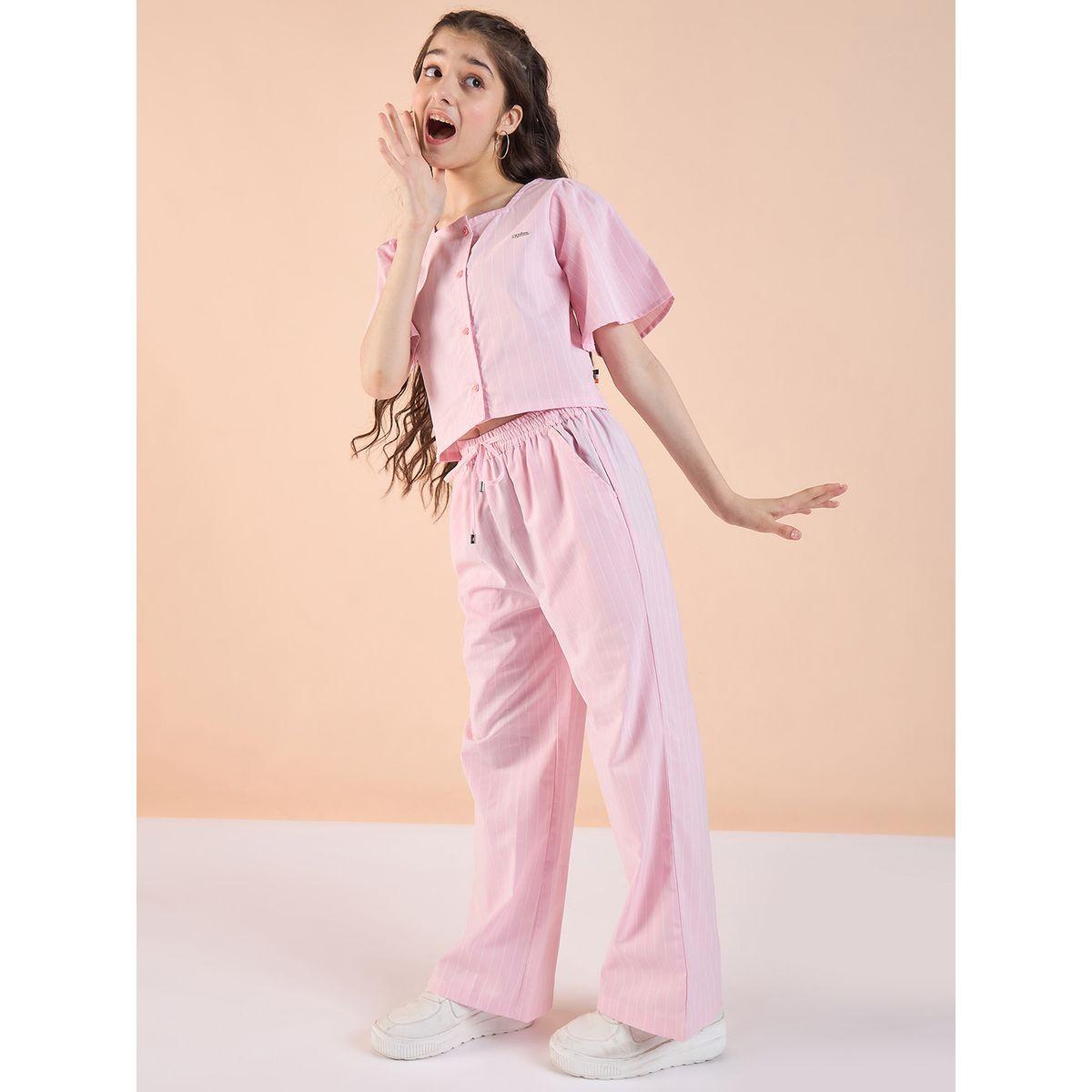 Stylo Bug Striped Square Neck Top and Pants Set-girls-clothing-setsandcoords-image-3