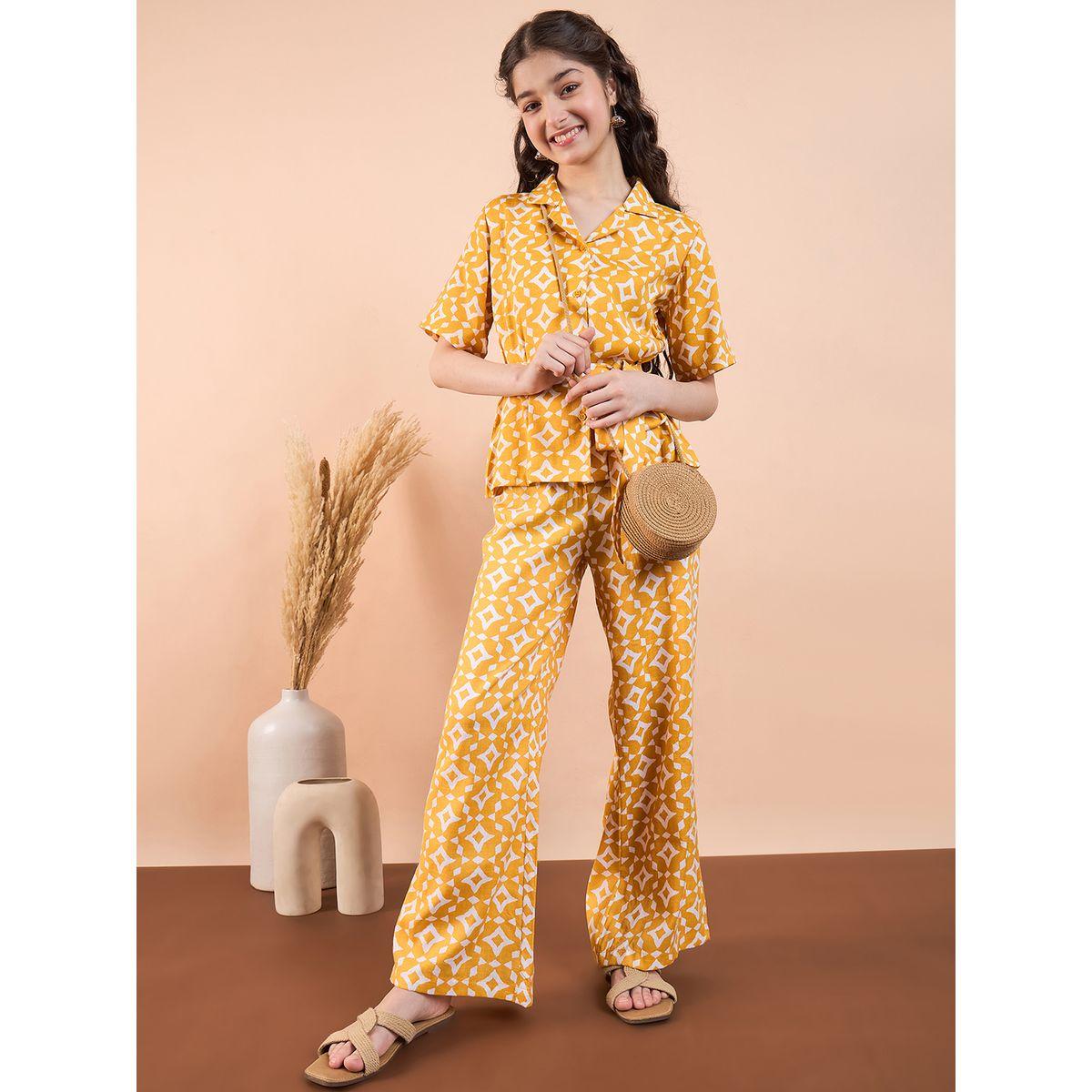 Stylo Bug All Over Print Tie Belt Top and Pants Set-girls-clothing-setsandcoords-image-2