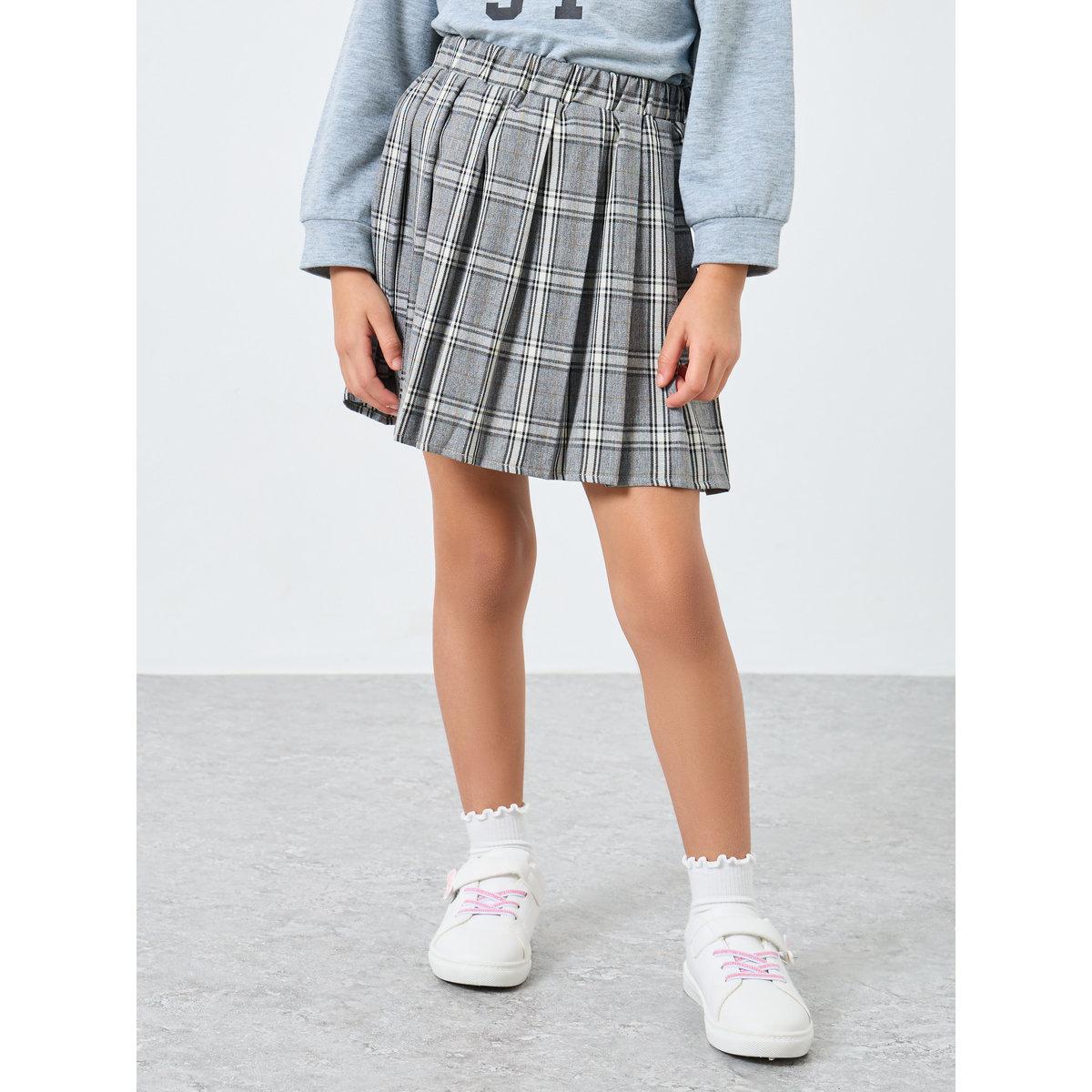 Styli Girls Grey Sweatshirt and Plaid Skirt Set-girls-clothing-setsandcoords-image-5