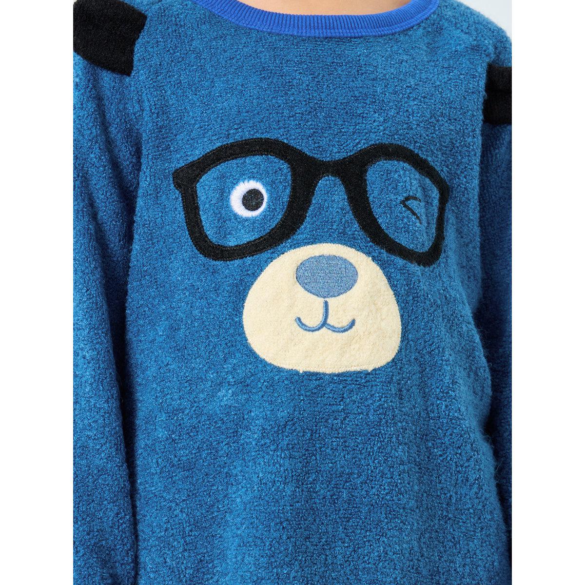 Styli Boys Bear Applique Fleece Top and Pyjama Set-boys-clothing-nightwear-image-3