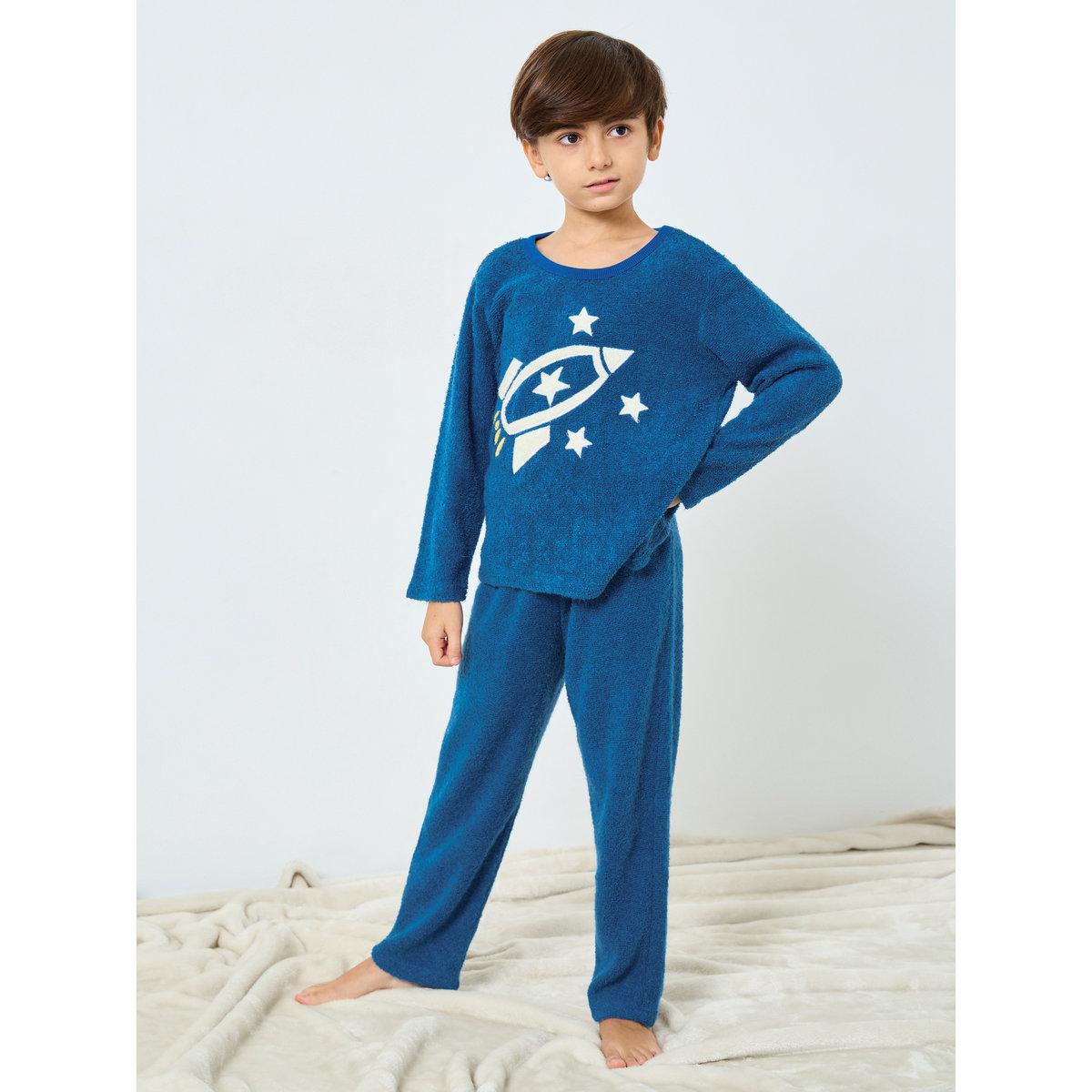 طقم من بنطال بيجاما وتيشيرت بتفاصيل نجوم وفضائ-boys-clothing-nightwear-image-1