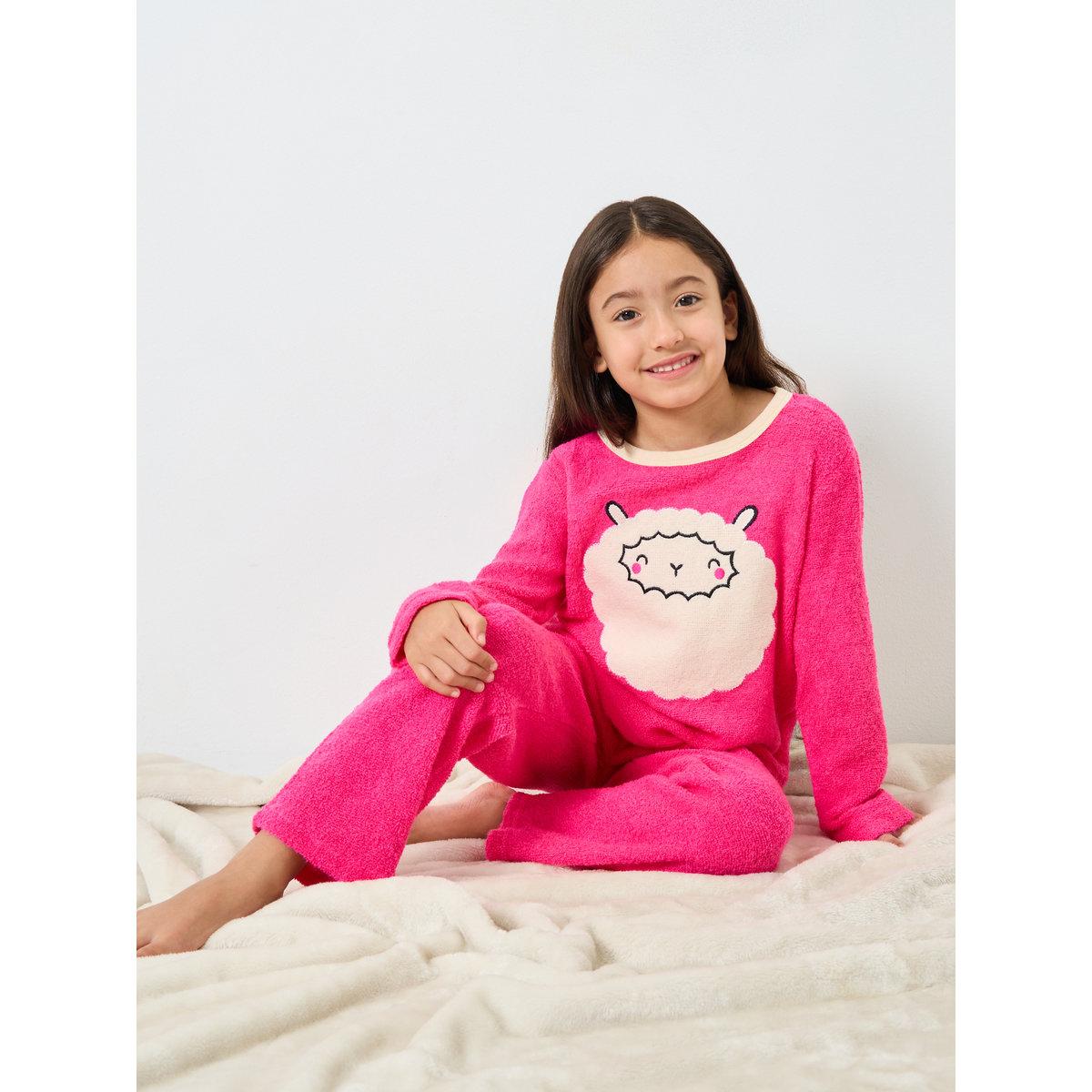 طقم من بنطال بيجاما وبلوزة بتفاصيل خروف-girls-clothing-nightwear-image-1