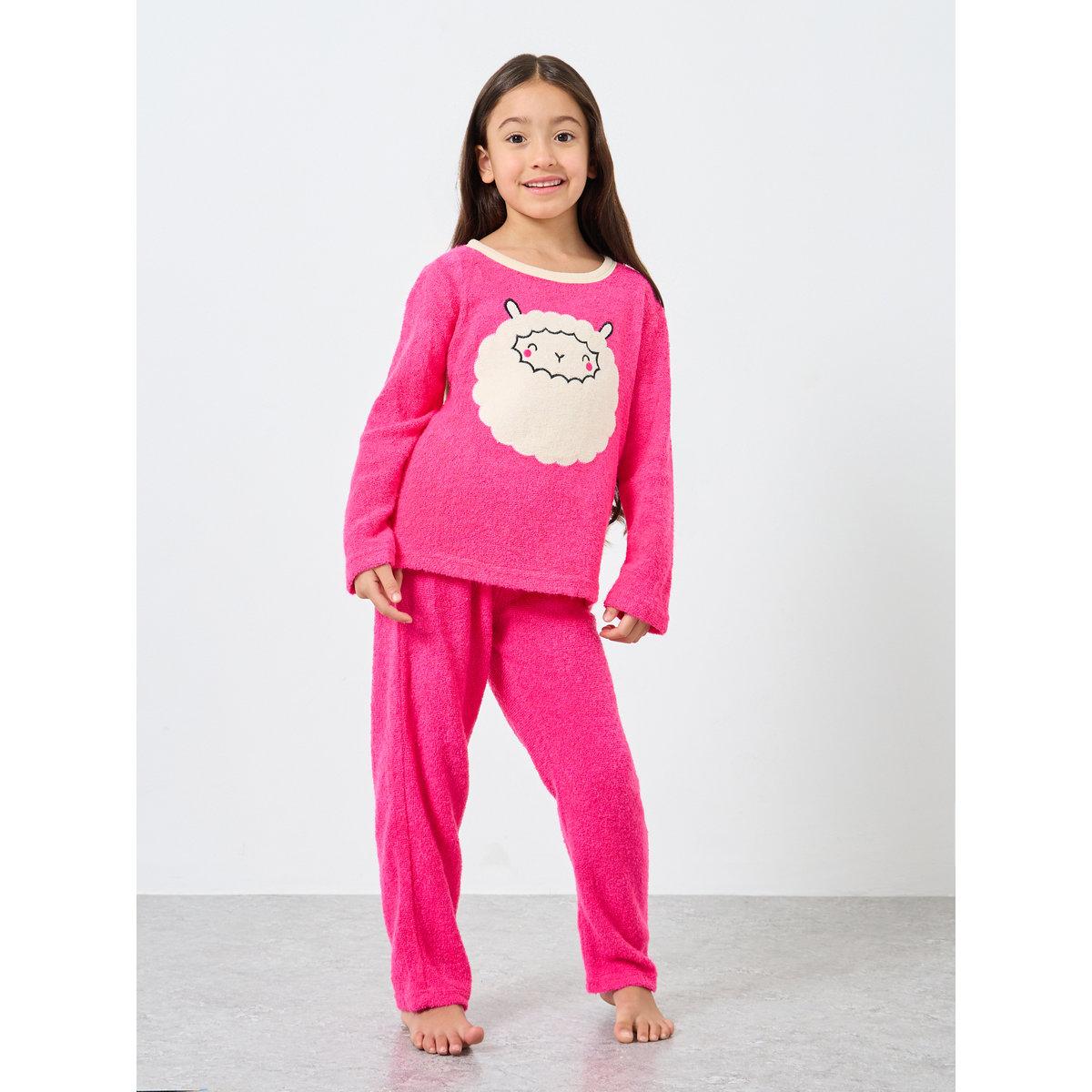 طقم من بنطال بيجاما وبلوزة بتفاصيل خروف-girls-clothing-nightwear-image-2