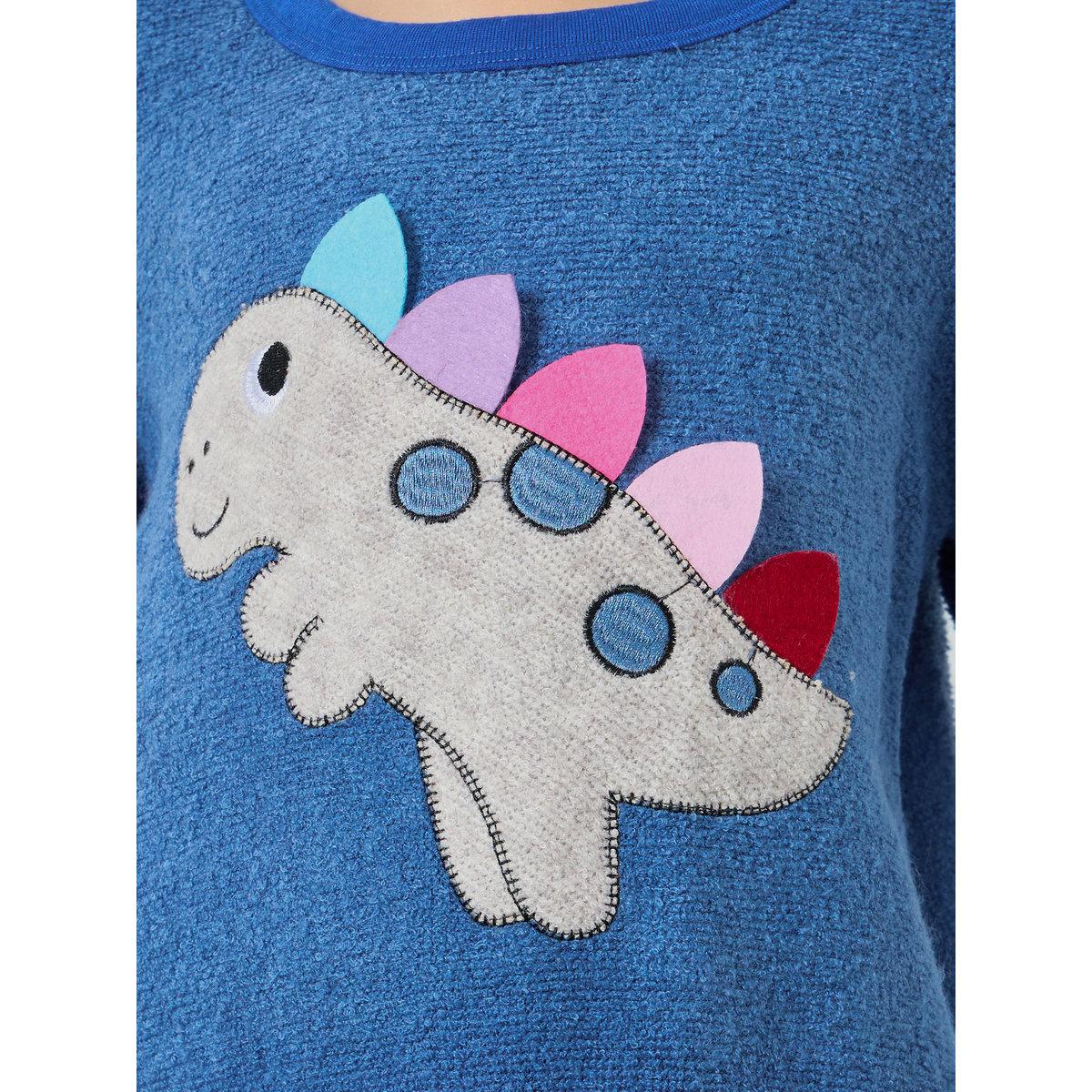 Styli Boy Dinosaur Applique Fleece Top and Pyjama Set-boys-clothing-nightwear-image-3